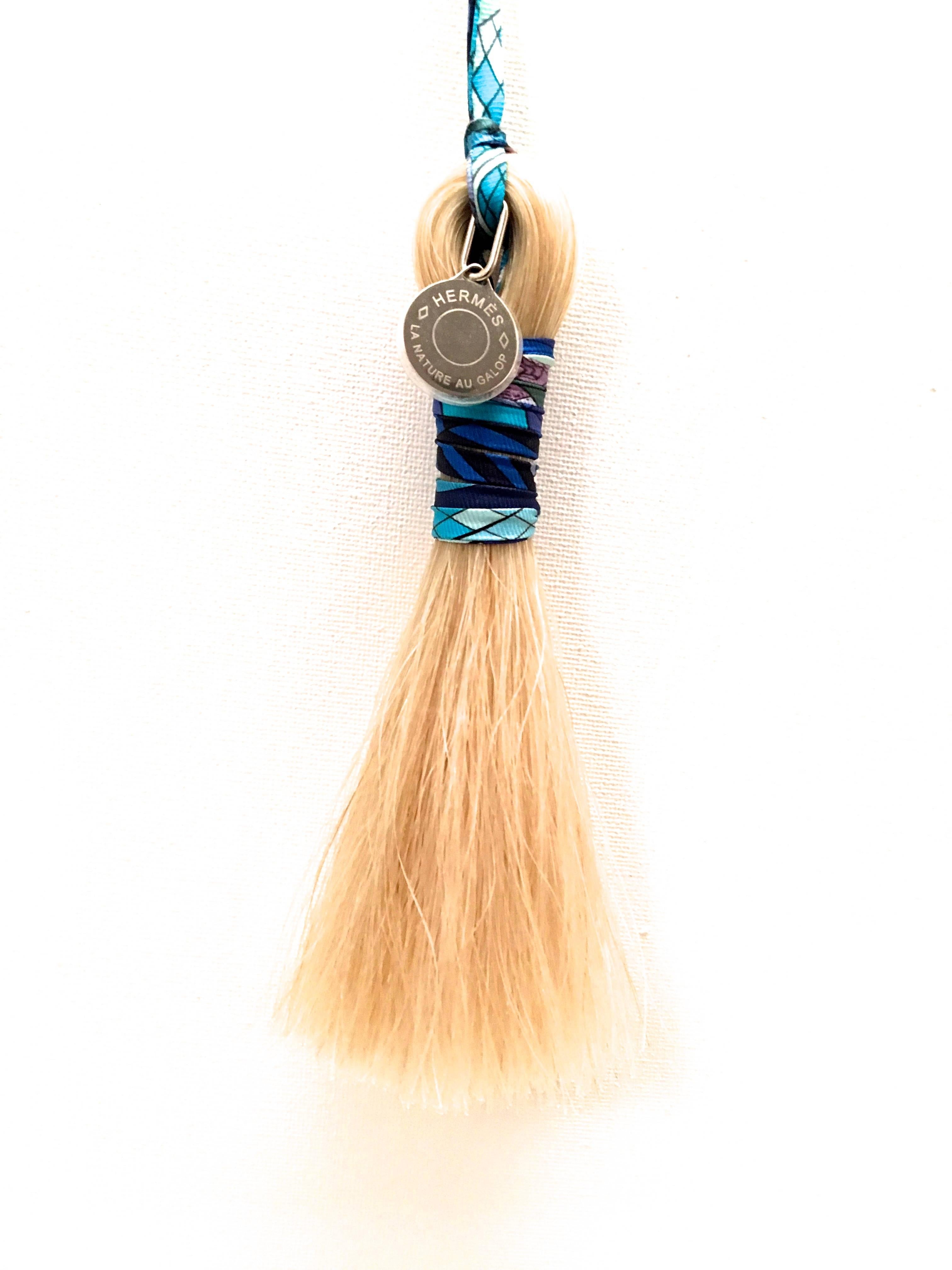Beige Hermes Purse Accessory / Charm - Silk and Horse Hair