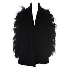 Ted Lapidus Haute Couture Lamb's Wool Ostrich Feather Coat 6