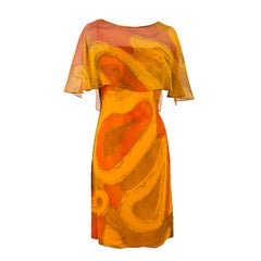 Vintage Molly Parnis Boutique Gold and Orange Dress Size 11