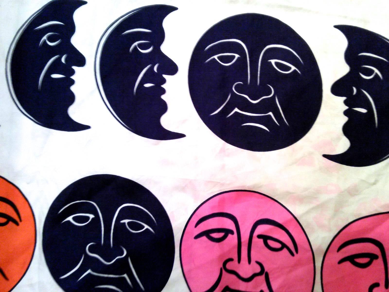 Women's or Men's Rare Rudi Gernreich Scarf - 100% Silk - 1960's - Moon Face