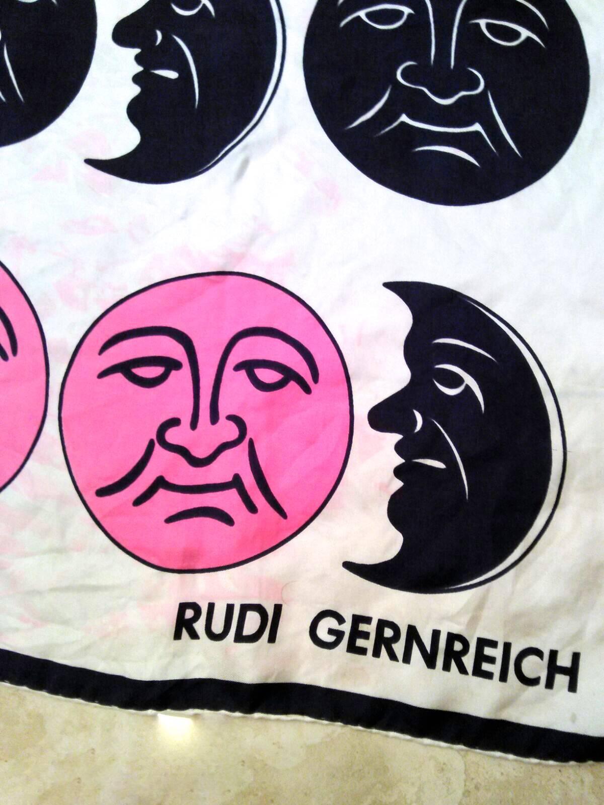 Rare Rudi Gernreich Scarf - 100% Silk - 1960's - Moon Face 3