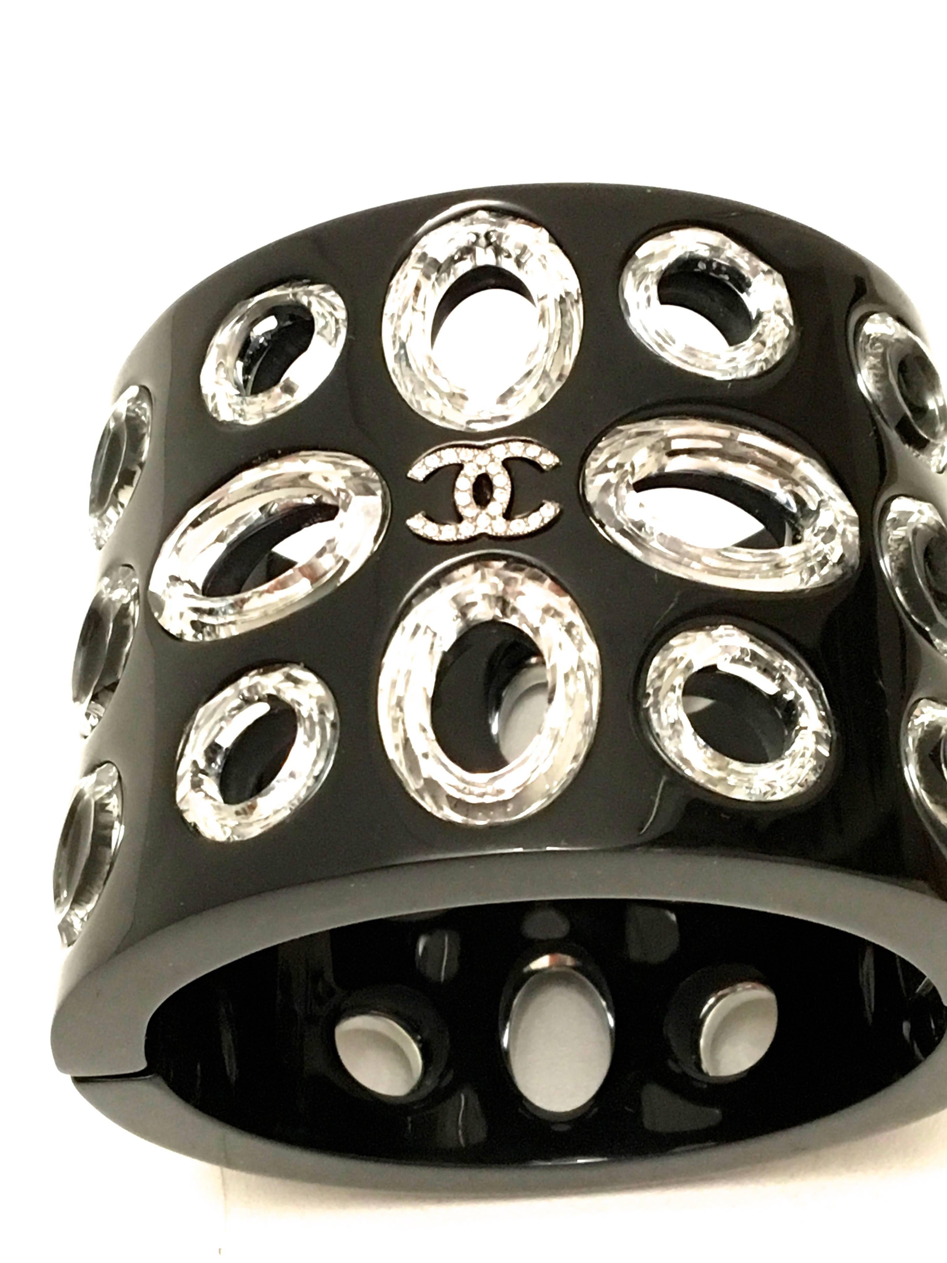 Chanel Cuff Bracelet - Lucite and Swarovski Crystals For Sale 2