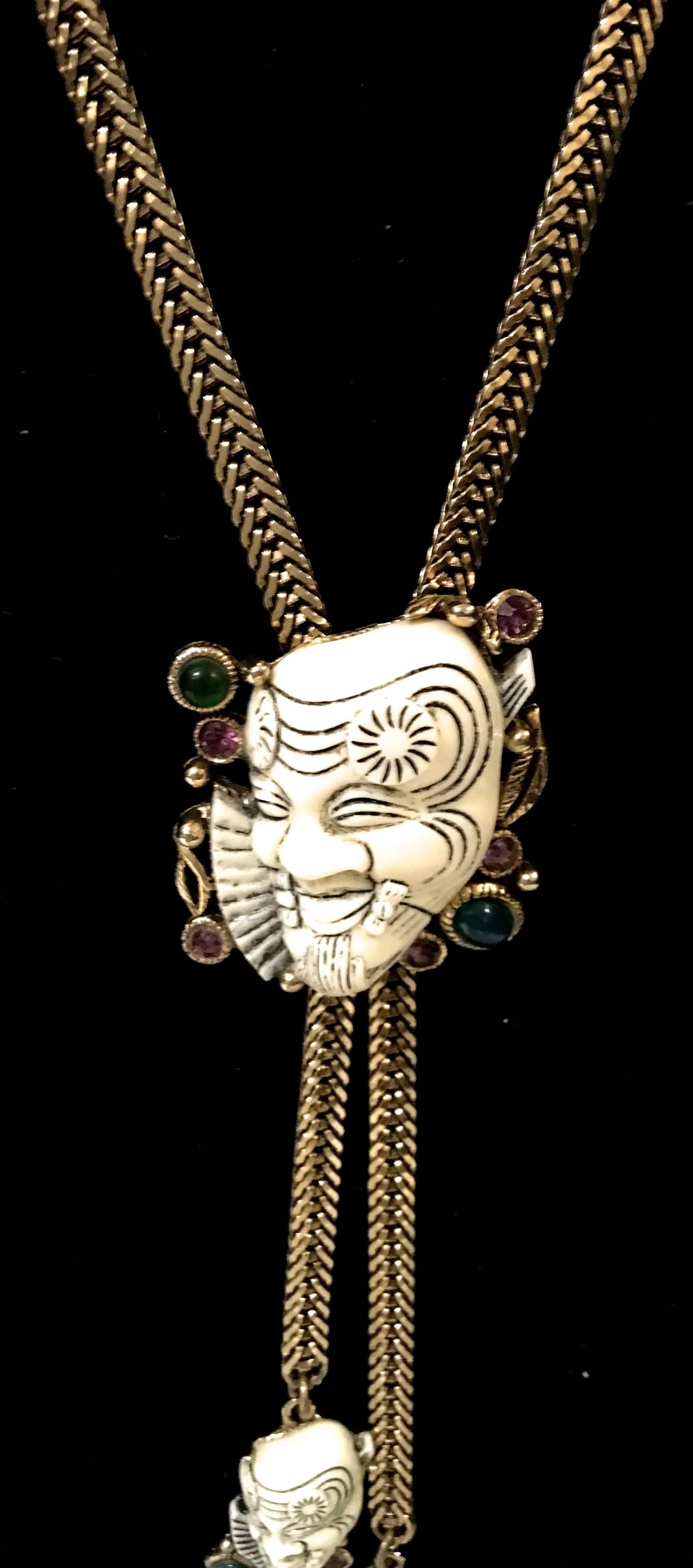 Rare Selro Asian Devil 'Noh' Lariat Necklace -Signed In Excellent Condition For Sale In Boca Raton, FL