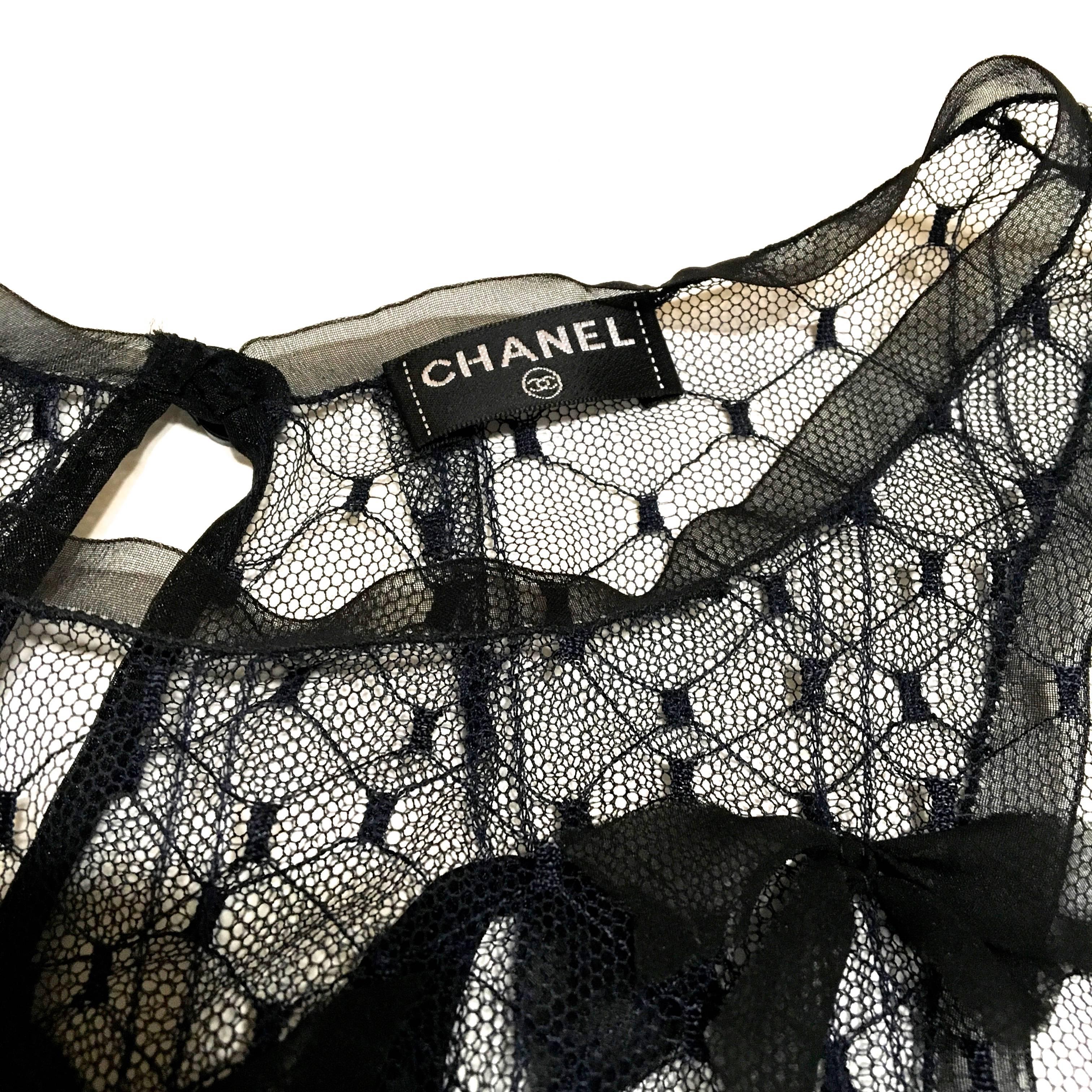 Chanel Silk and Boucle Dress w/ Sheer Overlay For Sale 2