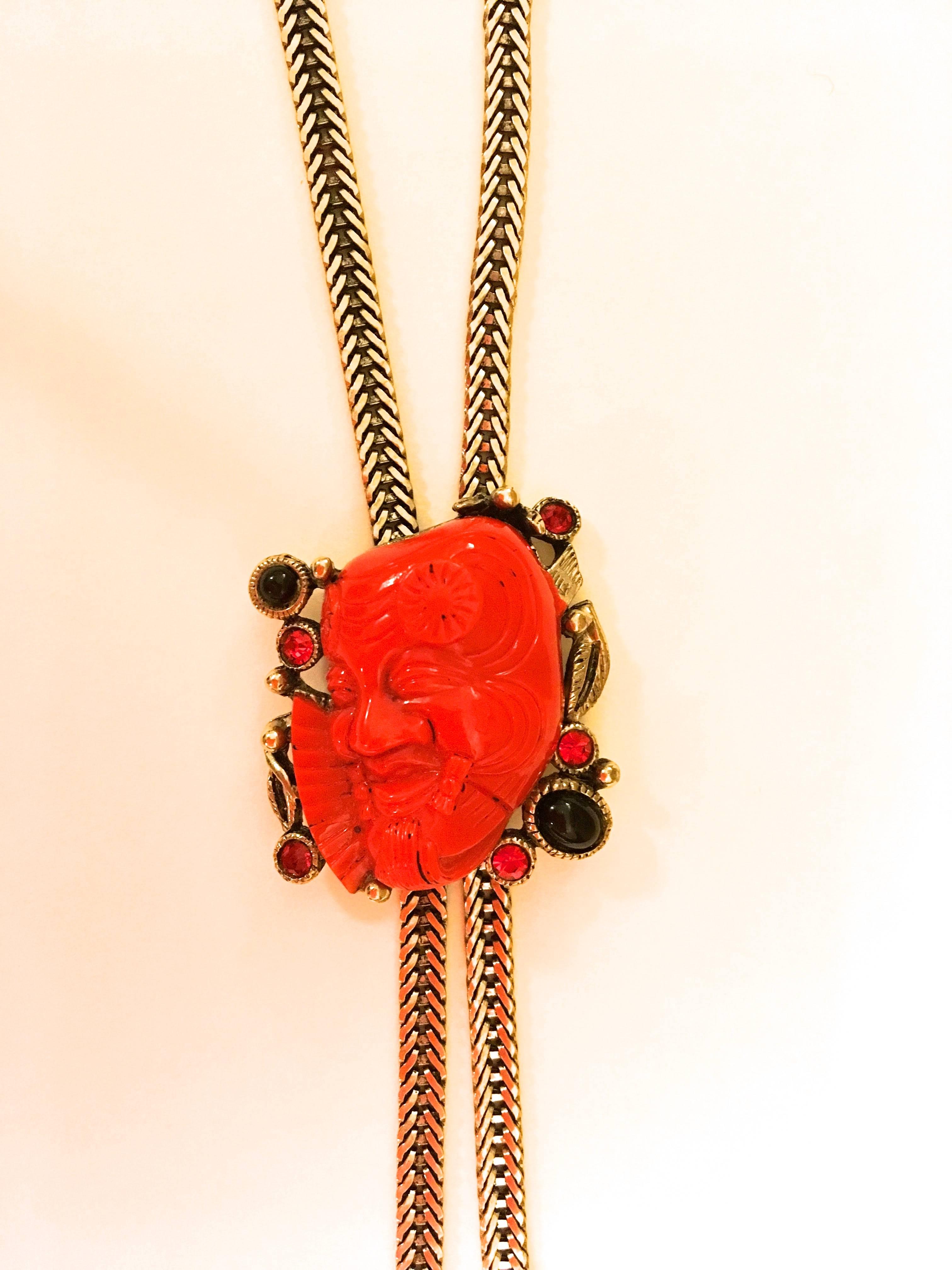 Rare Selro Necklace - Asian Devil's Face In Excellent Condition For Sale In Boca Raton, FL