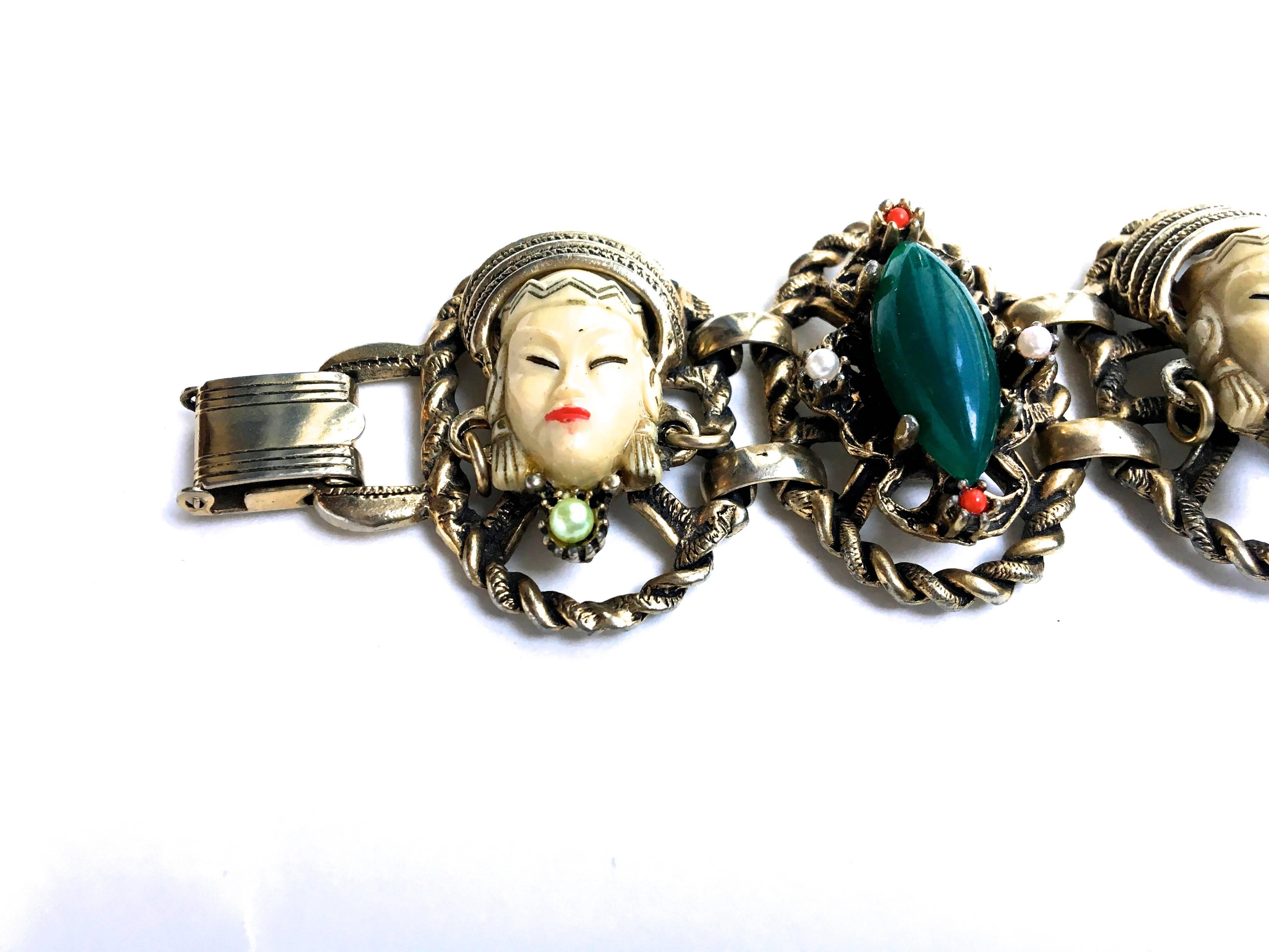 Vintage Asian Princess Bracelet - Unsigned Selro  For Sale 5
