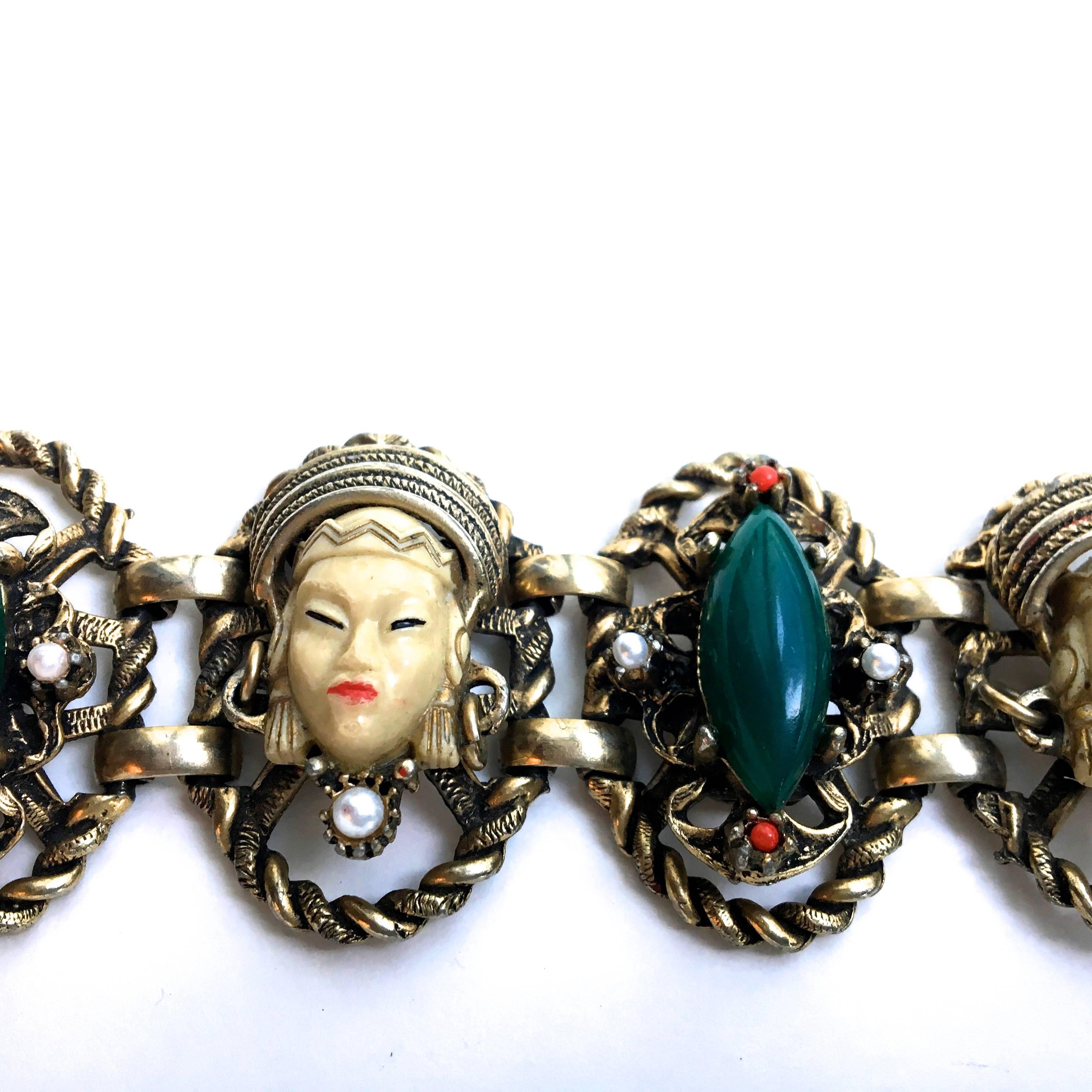 Vintage Asian Princess Bracelet - Unsigned Selro  For Sale 3