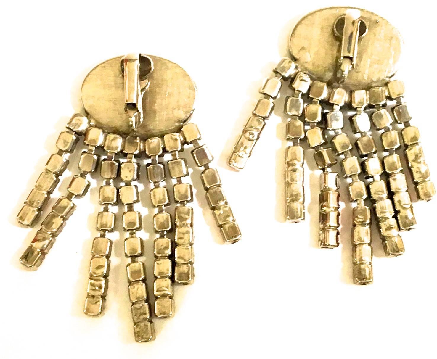 Vintage Rhinestone Earrings - 1950's  In Excellent Condition For Sale In Boca Raton, FL