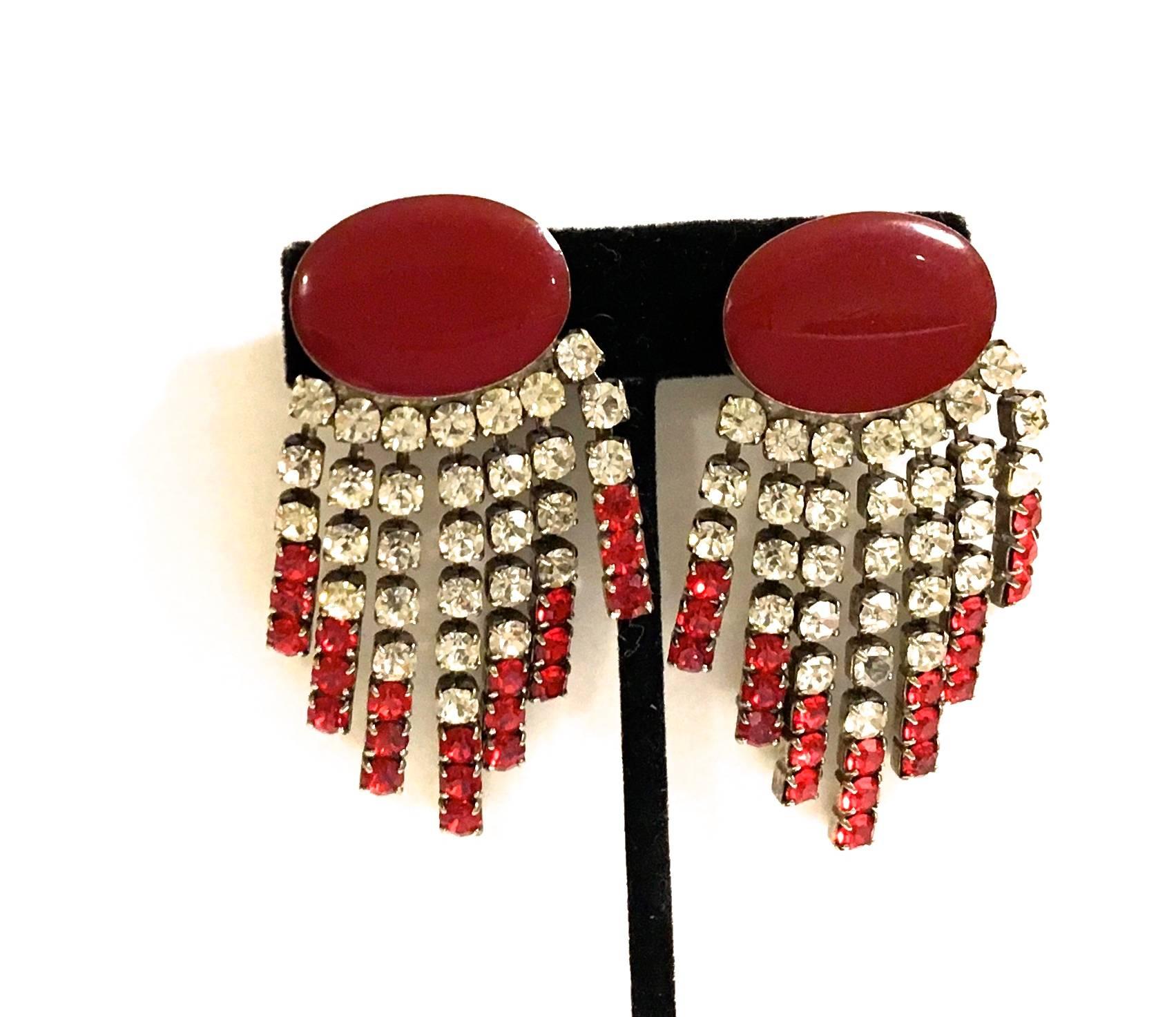 Vintage Rhinestone Earrings - 1950's  For Sale 2