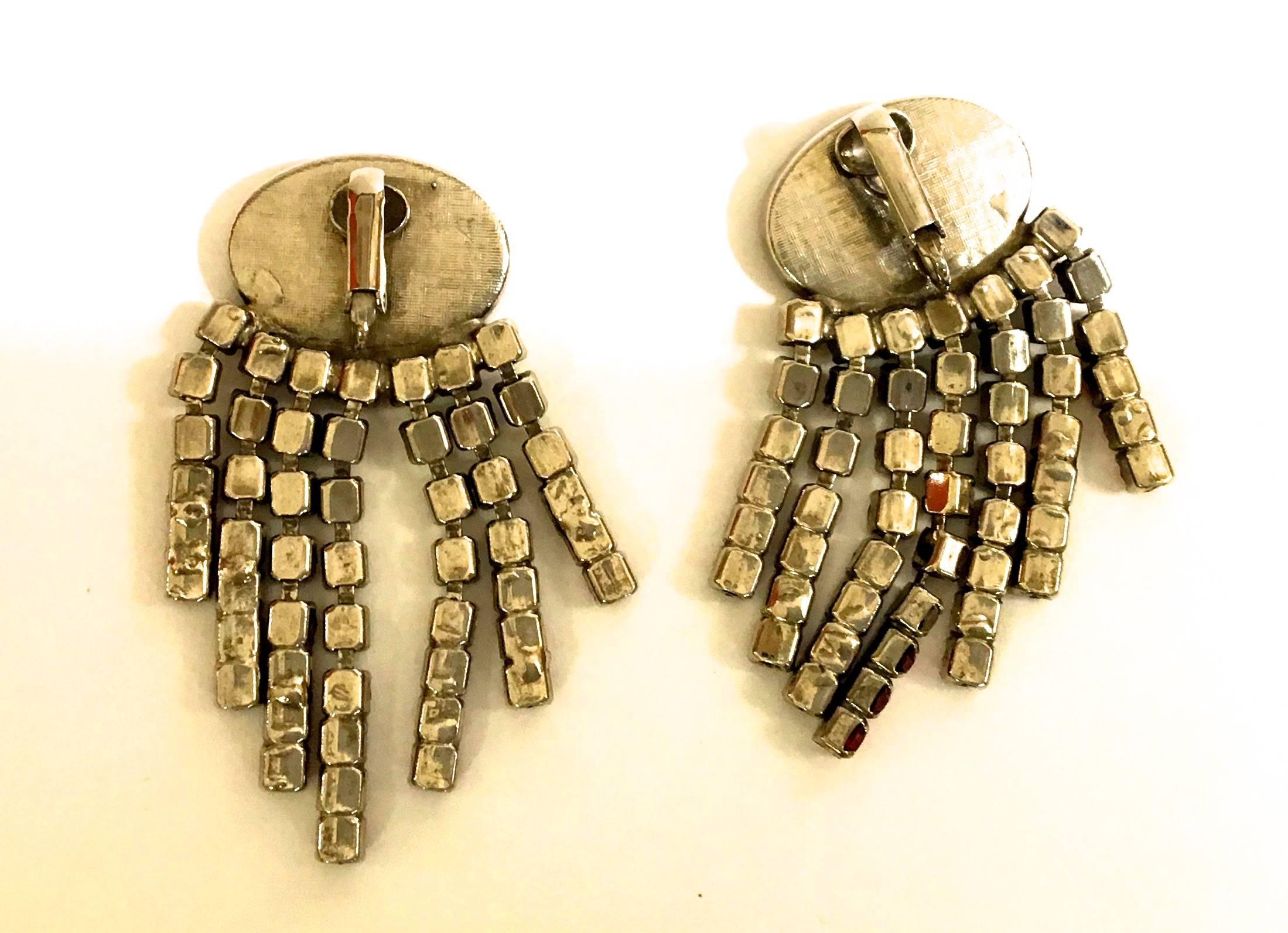 Vintage Rhinestone Earrings - 1950's  For Sale 1