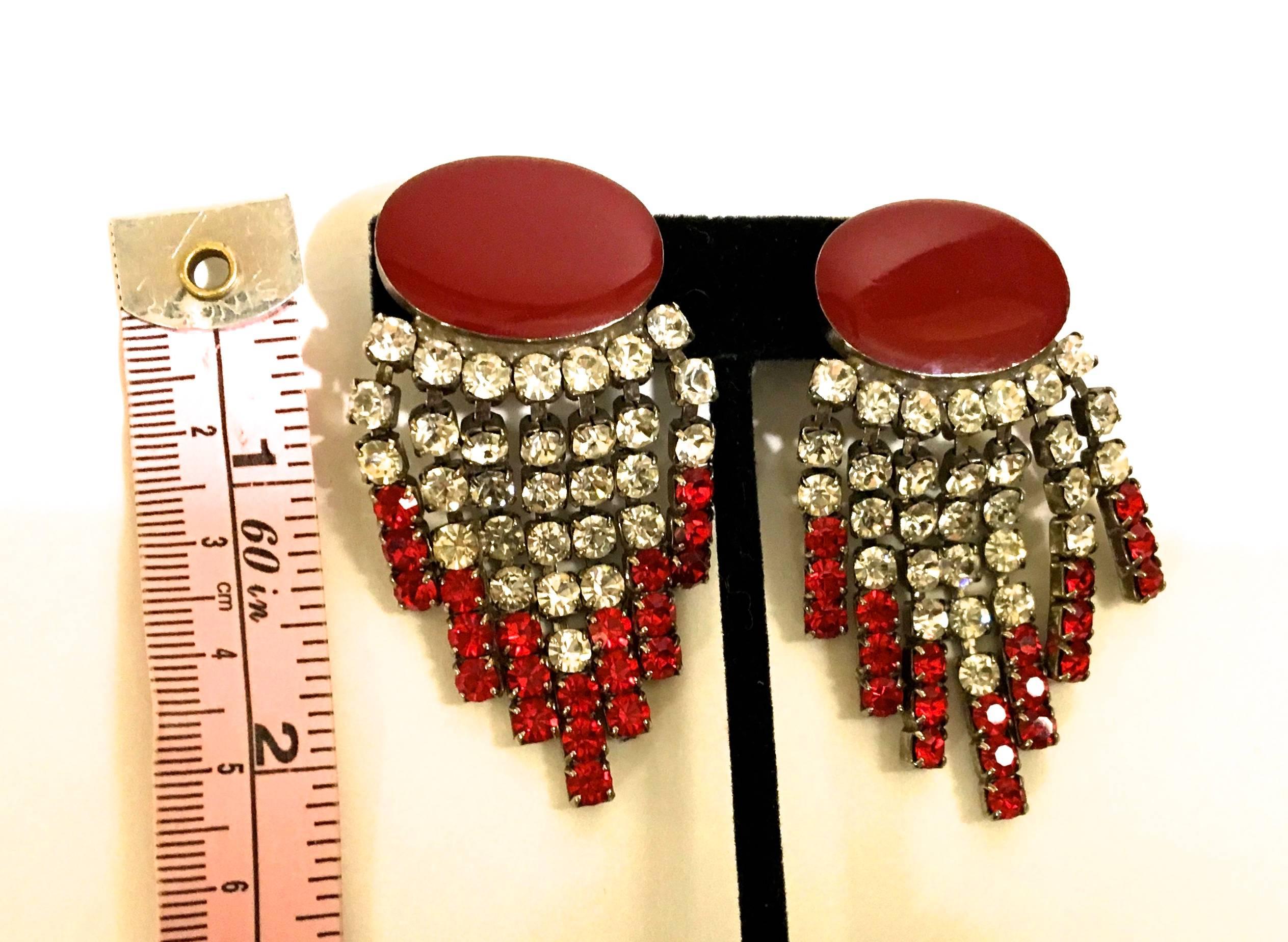 Women's Vintage Rhinestone Earrings - 1950's  For Sale