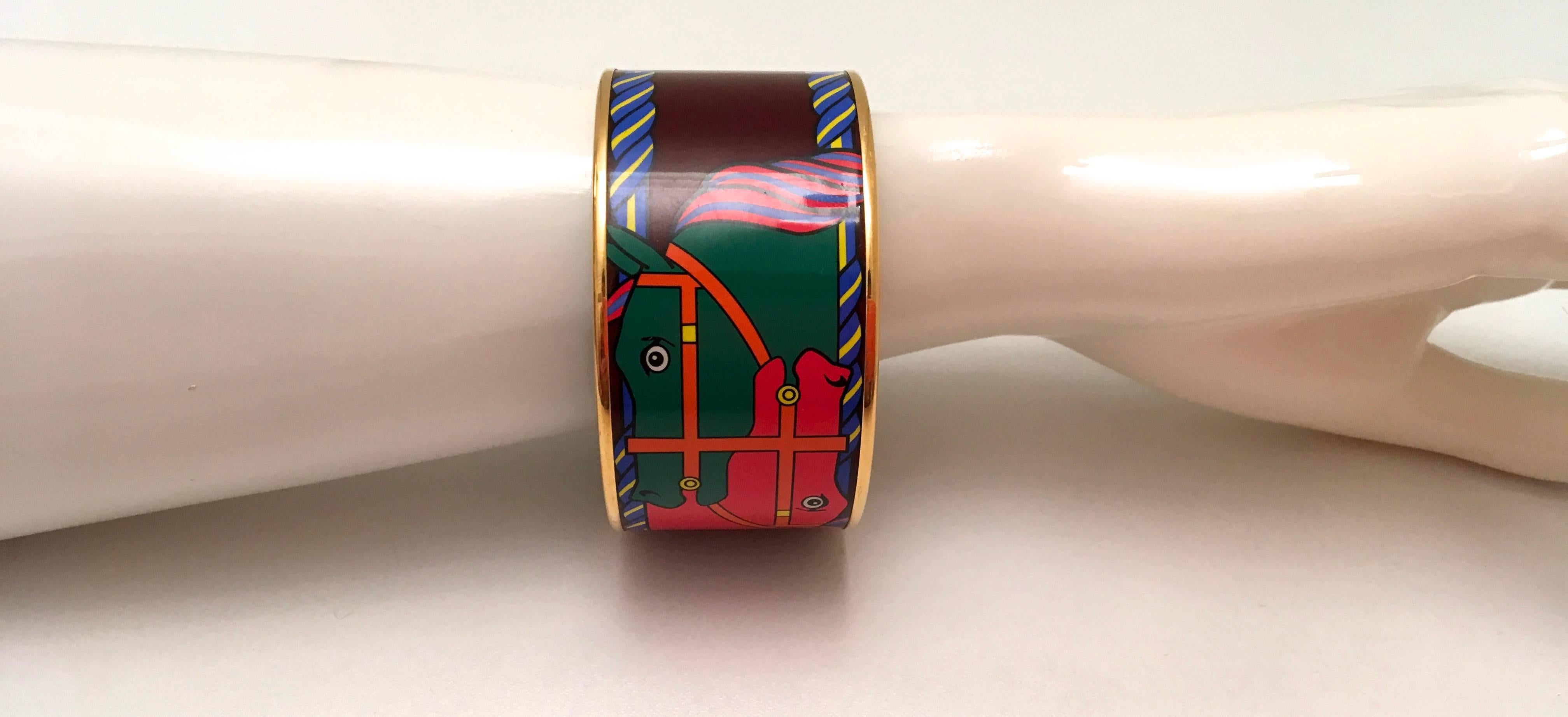 Hermes Enamel Bracelet - Extra Wide - New 5