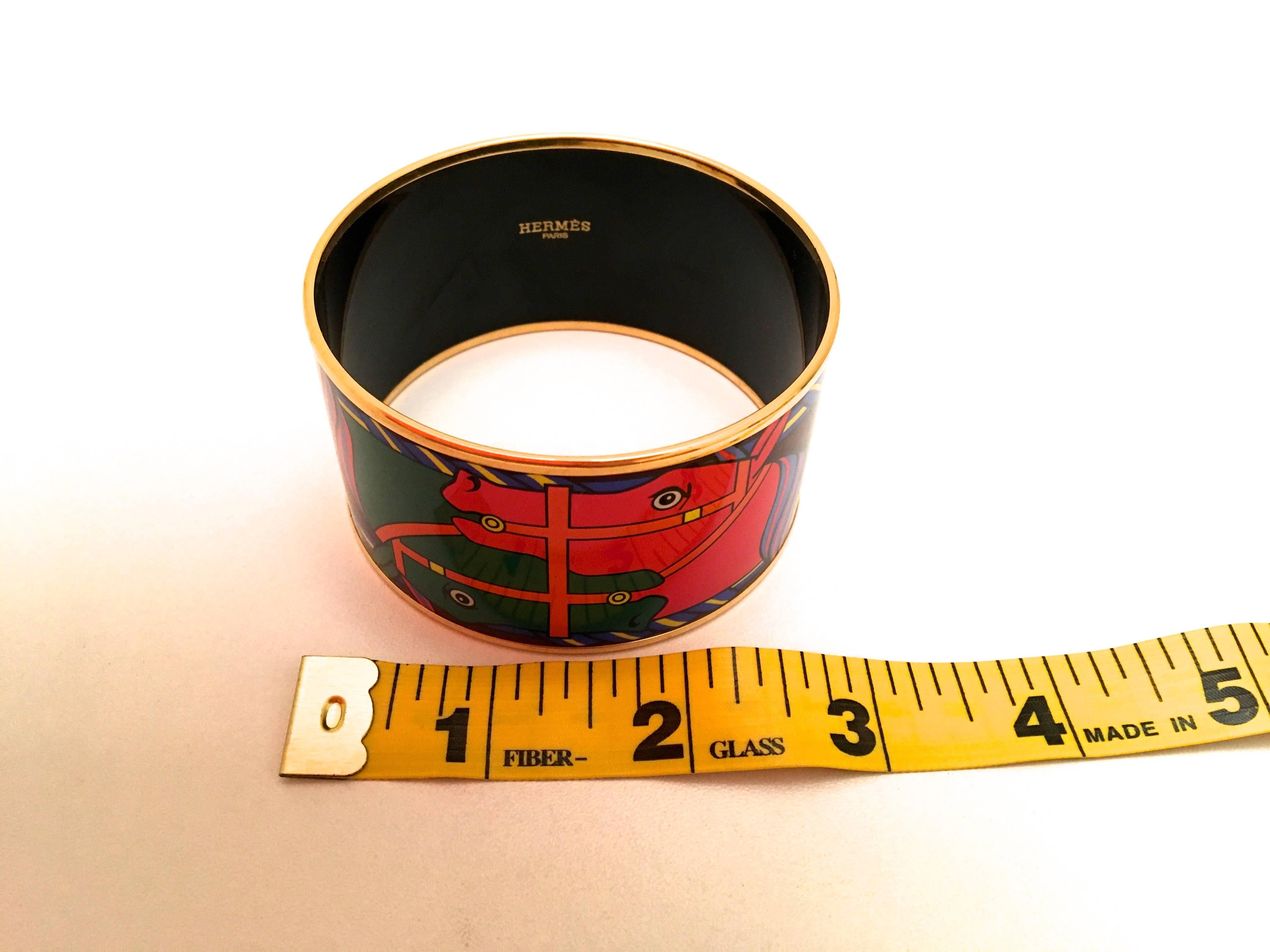 Hermes Enamel Bracelet - Extra Wide - New 6