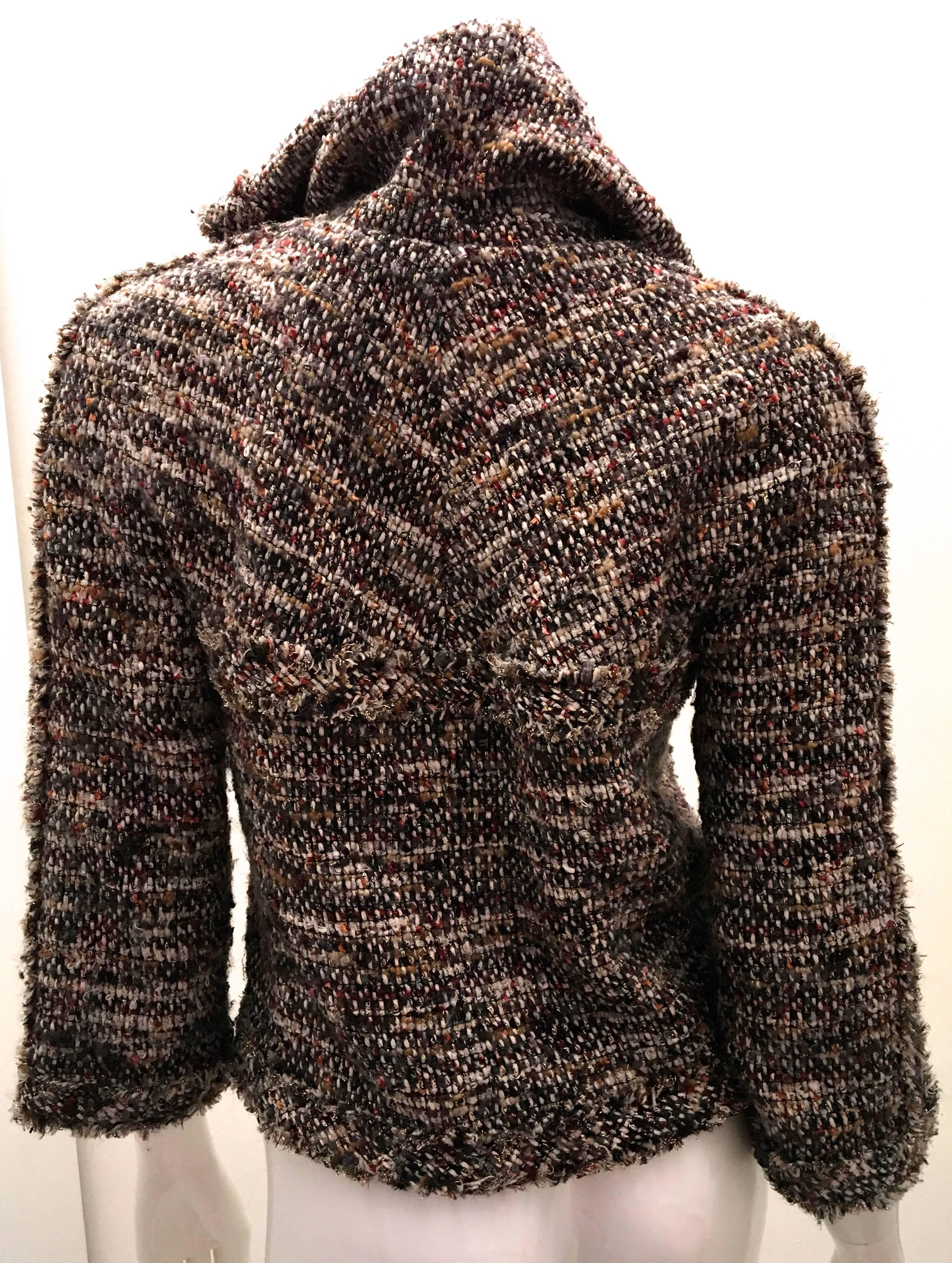  Chanel Jacket - Boucle - Fall Colors - Silver Tone Fabric In Excellent Condition In Boca Raton, FL