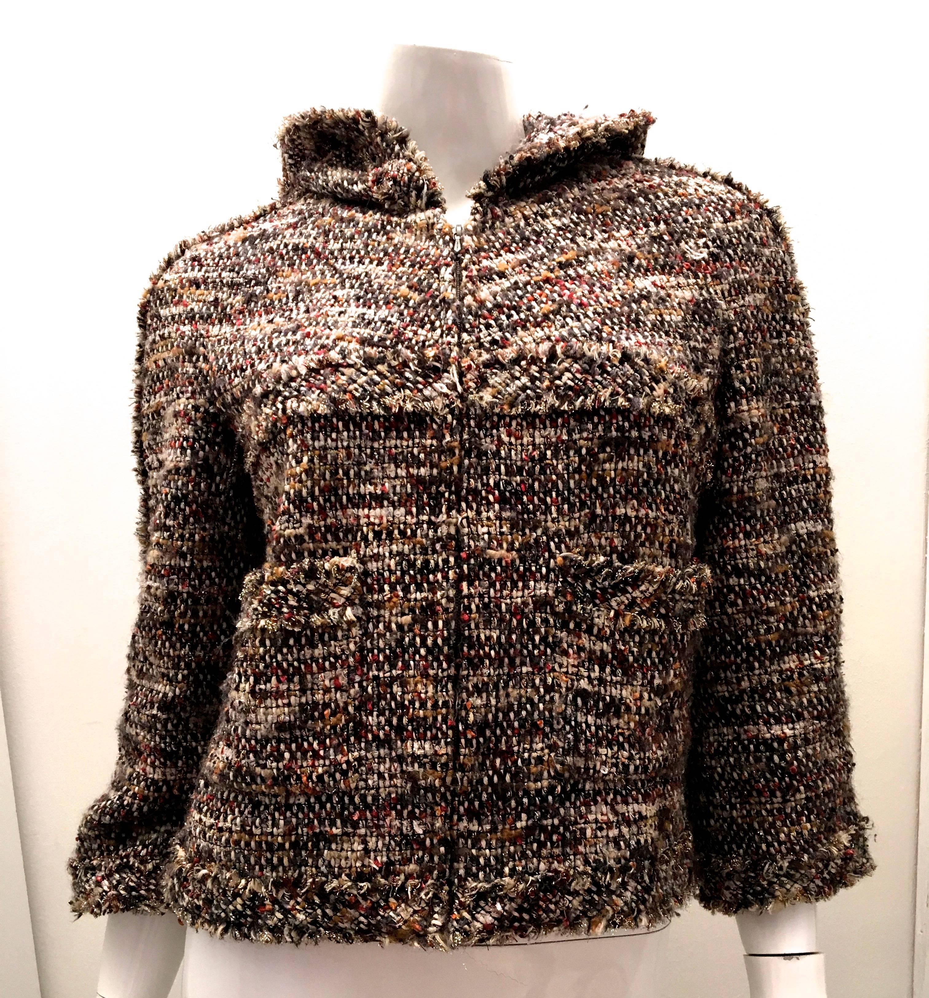 Women's or Men's  Chanel Jacket - Boucle - Fall Colors - Silver Tone Fabric