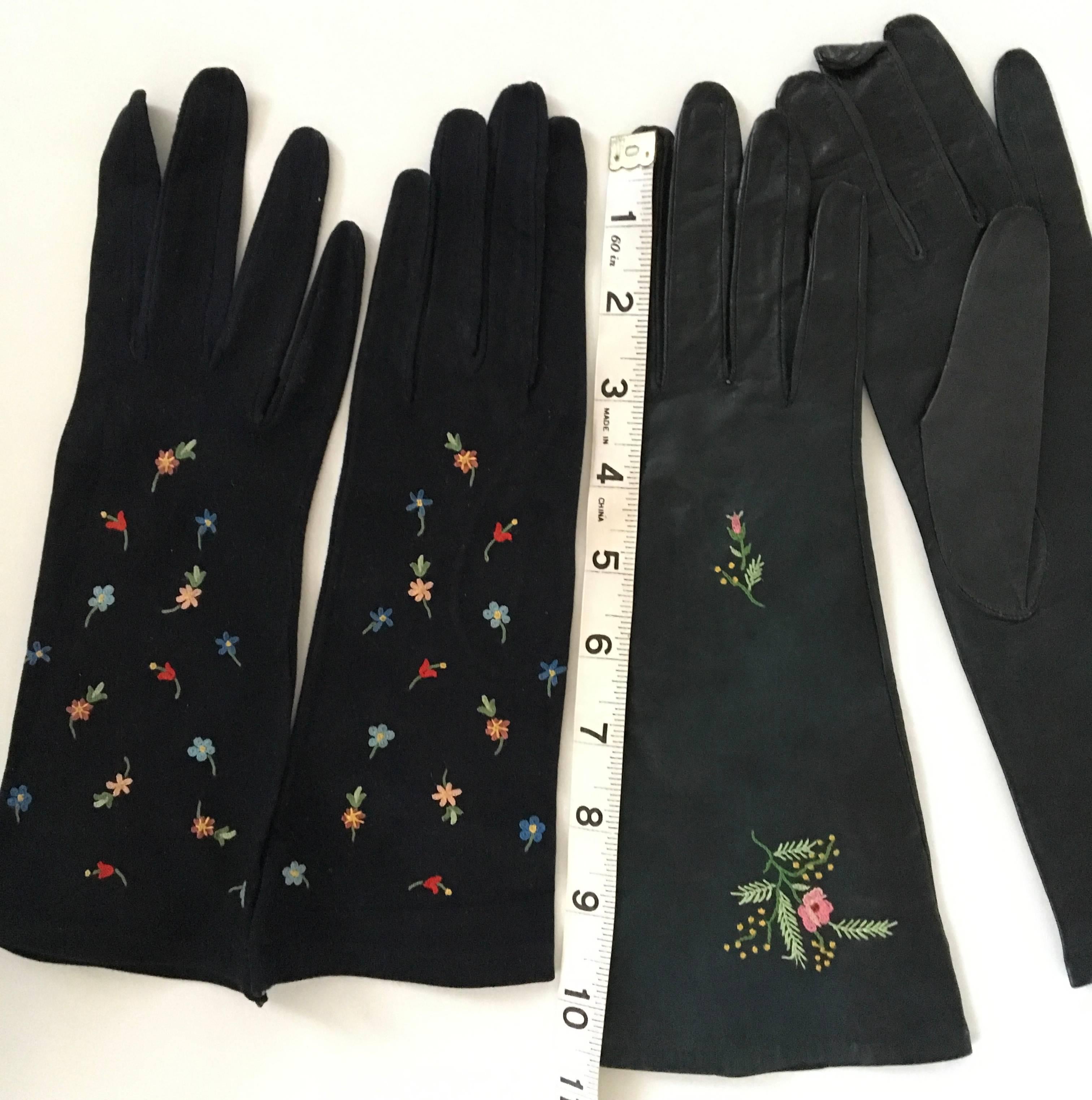 New Gloves - Late 50's - Never Worn - Hand Embroidered In Excellent Condition For Sale In Boca Raton, FL