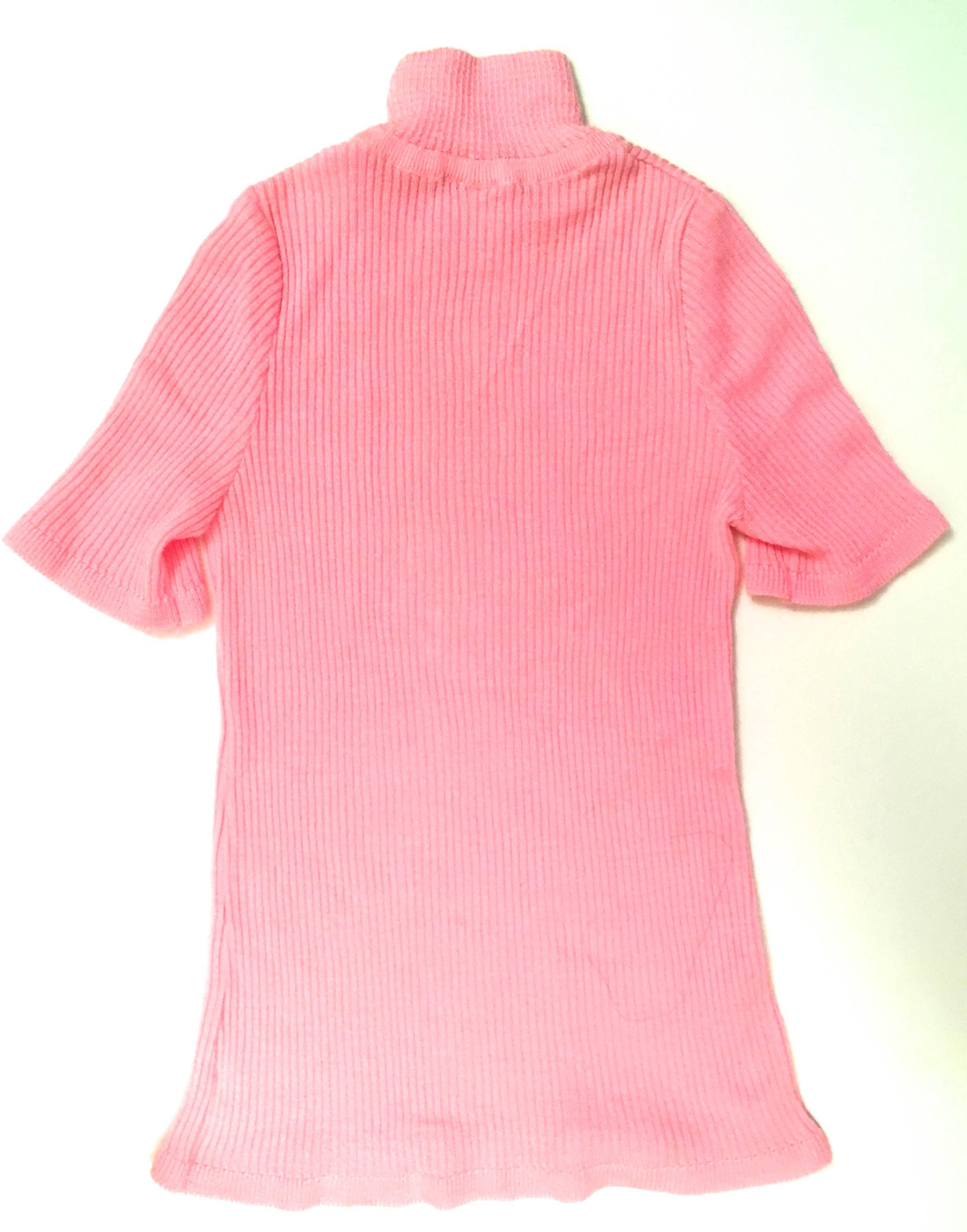 Courreges Sweater - Short Sleeve - Pink - 1970's - Mint Condition In Excellent Condition For Sale In Boca Raton, FL