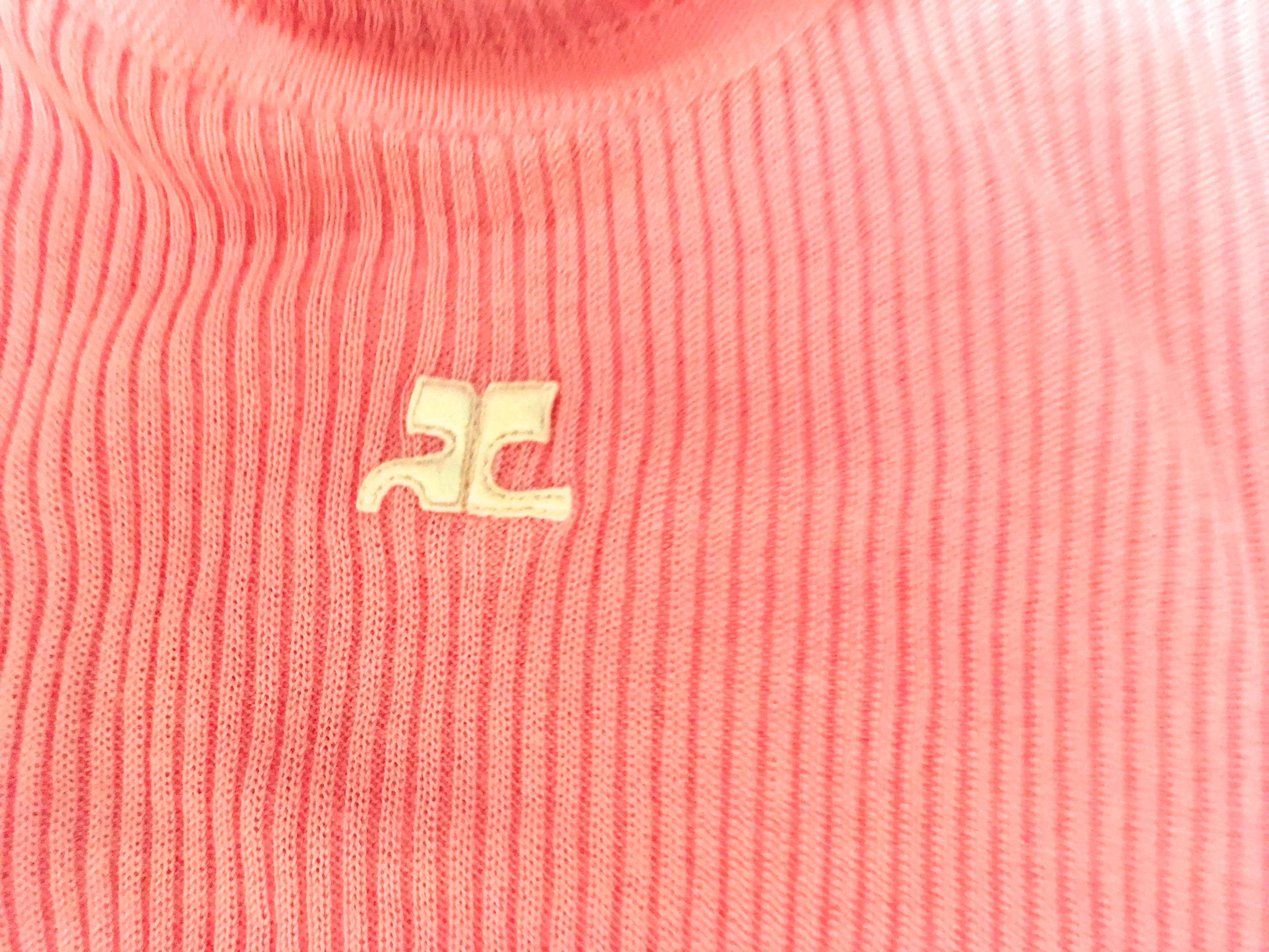 Courreges Sweater - Short Sleeve - Pink - 1970's - Mint Condition For Sale 1