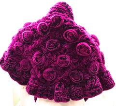 New Genuine Rex Lapin Shawl - Black with Fuschia