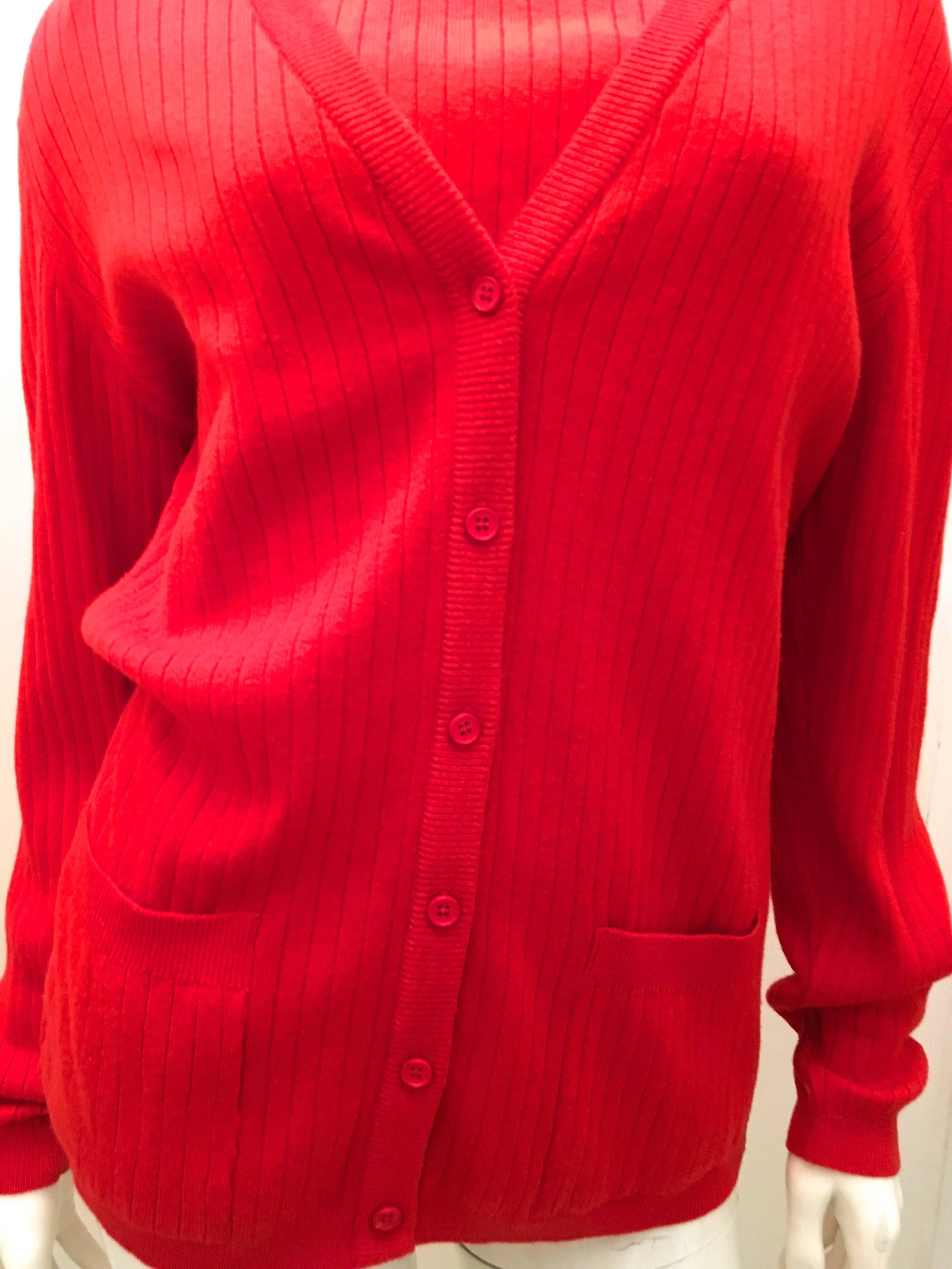 Rare Courreges Red Cardigan Sweater Set - 1970's For Sale 3