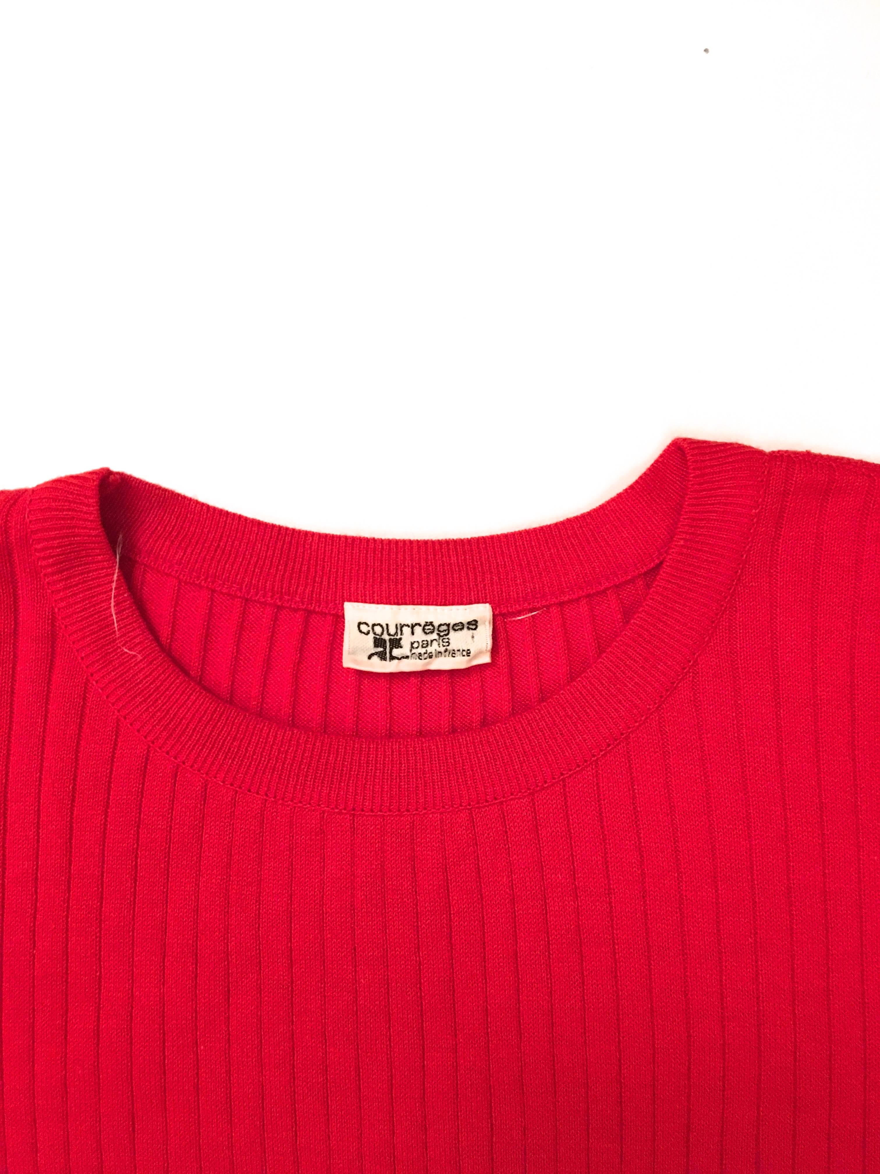 Rare Courreges Red Cardigan Sweater Set - 1970's For Sale 4