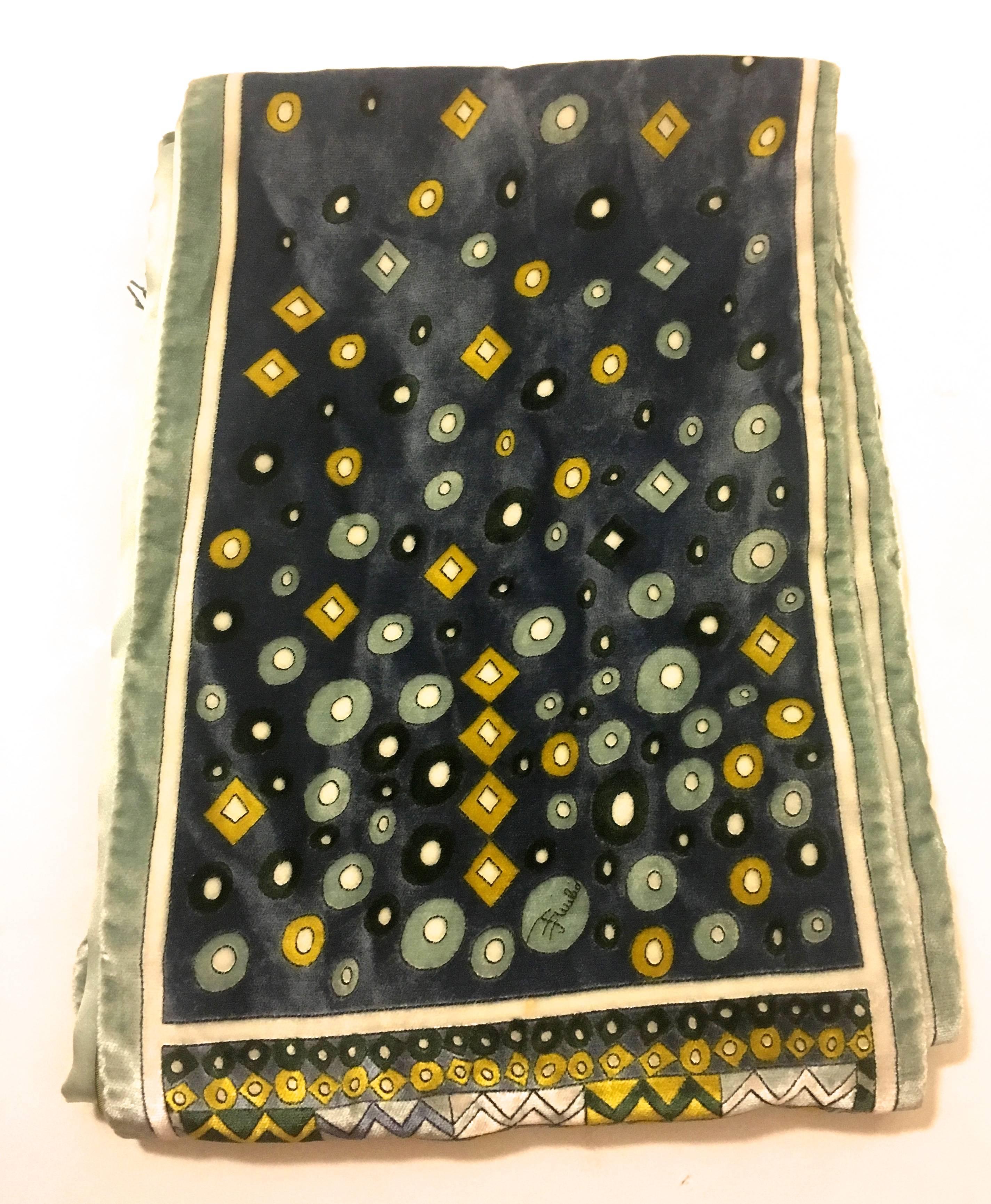 Rare Emilio Pucci Scarf - 100% Silk Velvet In Excellent Condition For Sale In Boca Raton, FL