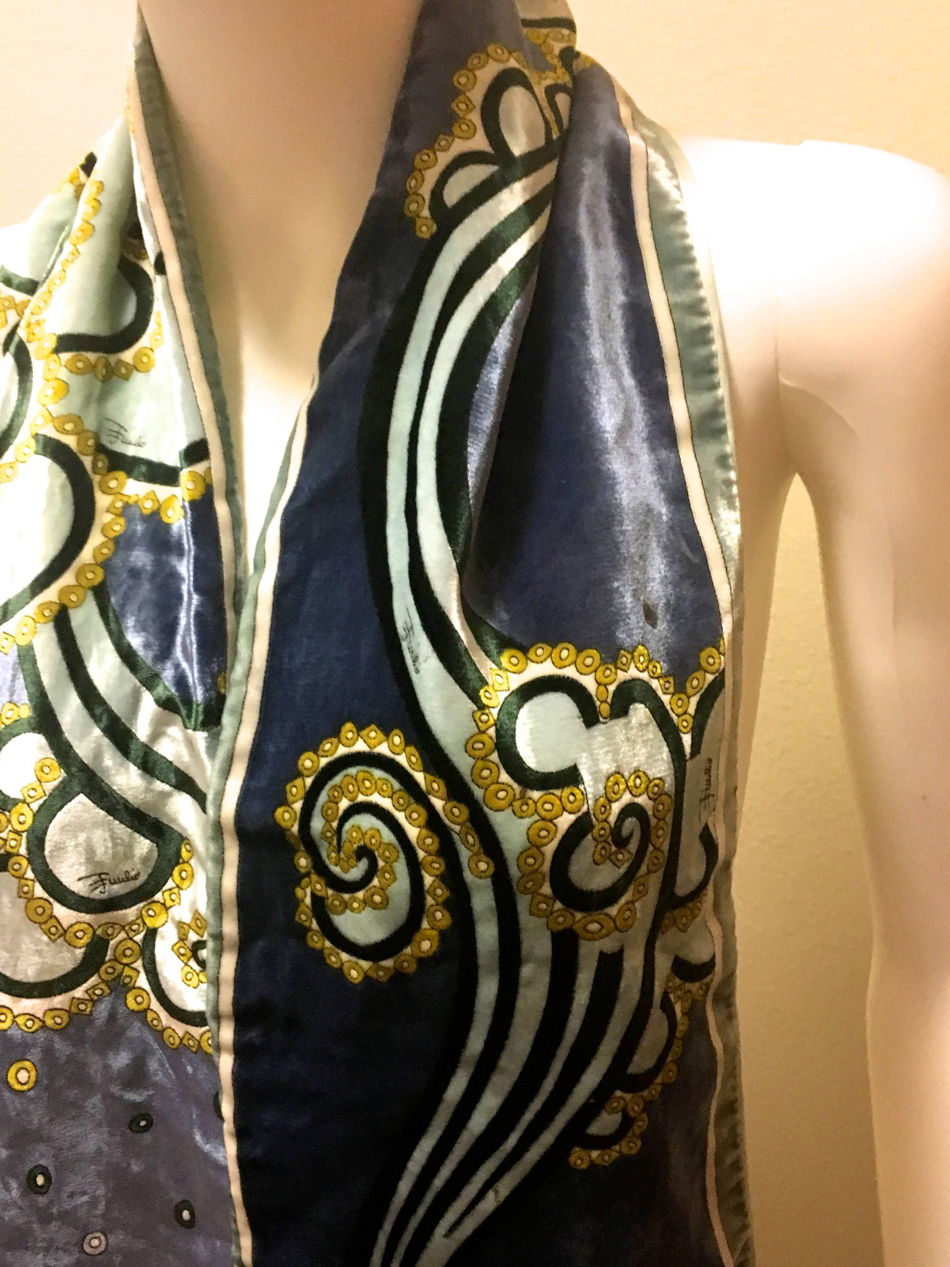 Rare Emilio Pucci Scarf - 100% Silk Velvet For Sale 3