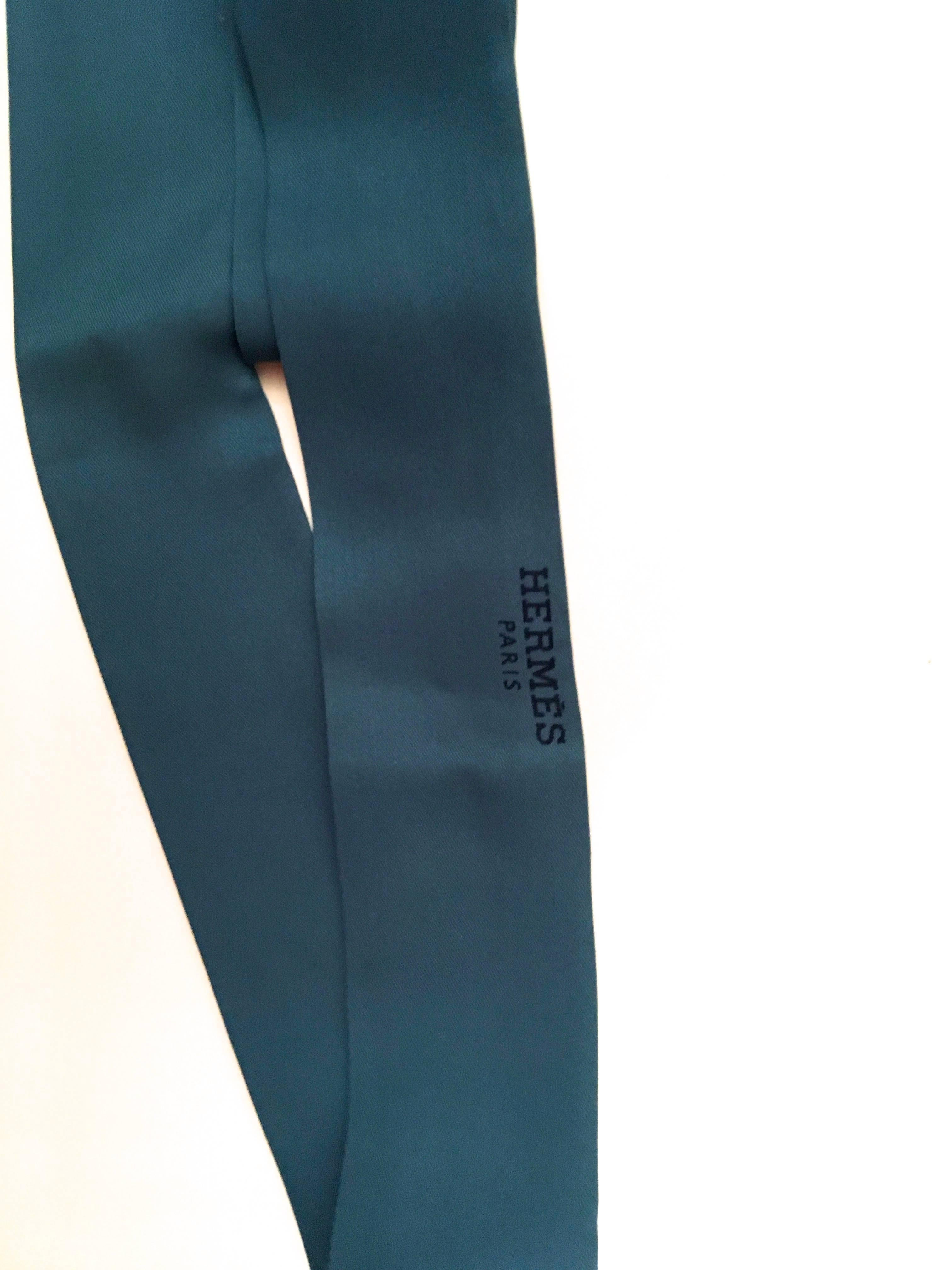 Blue Rare Hermes Scarf / Tie / Belt - 100% Silk - New  For Sale