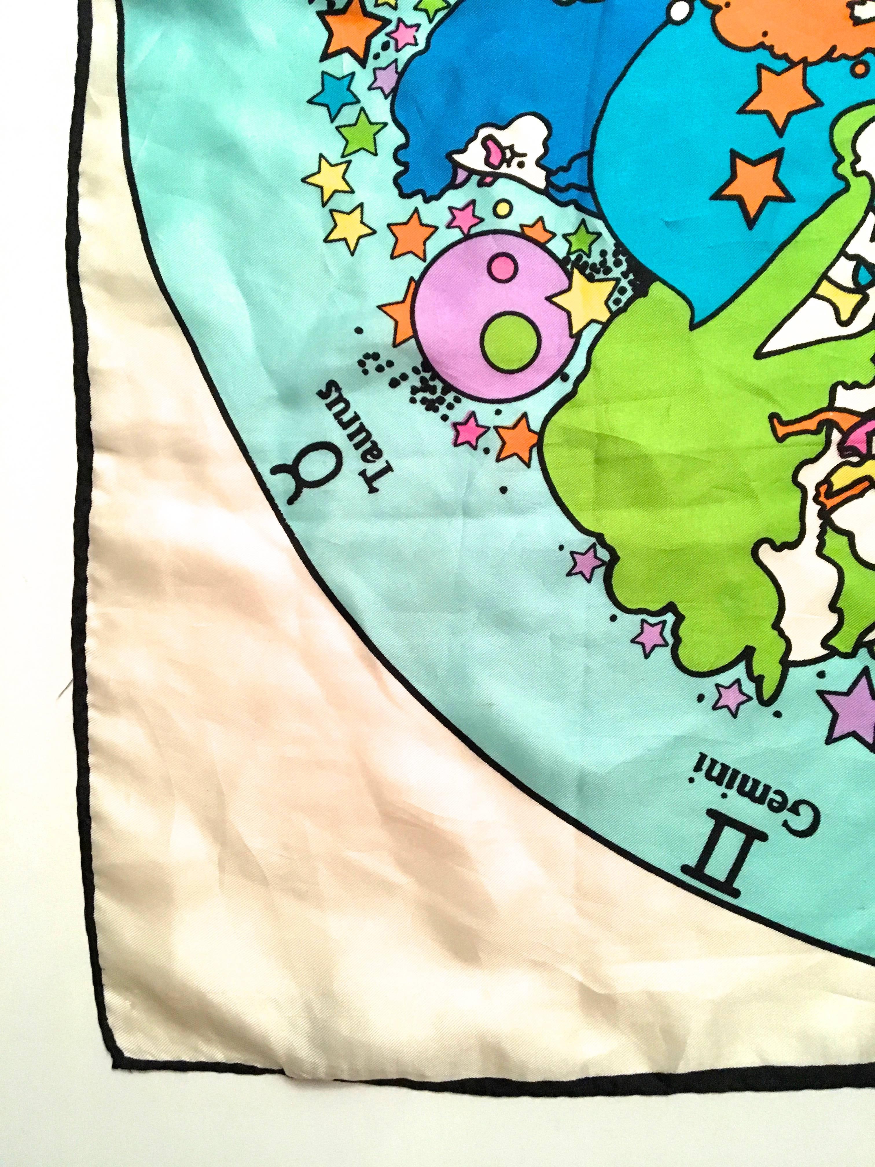 Rare Peter Max Silk Scarf - 1960's - Zodiac For Sale 1