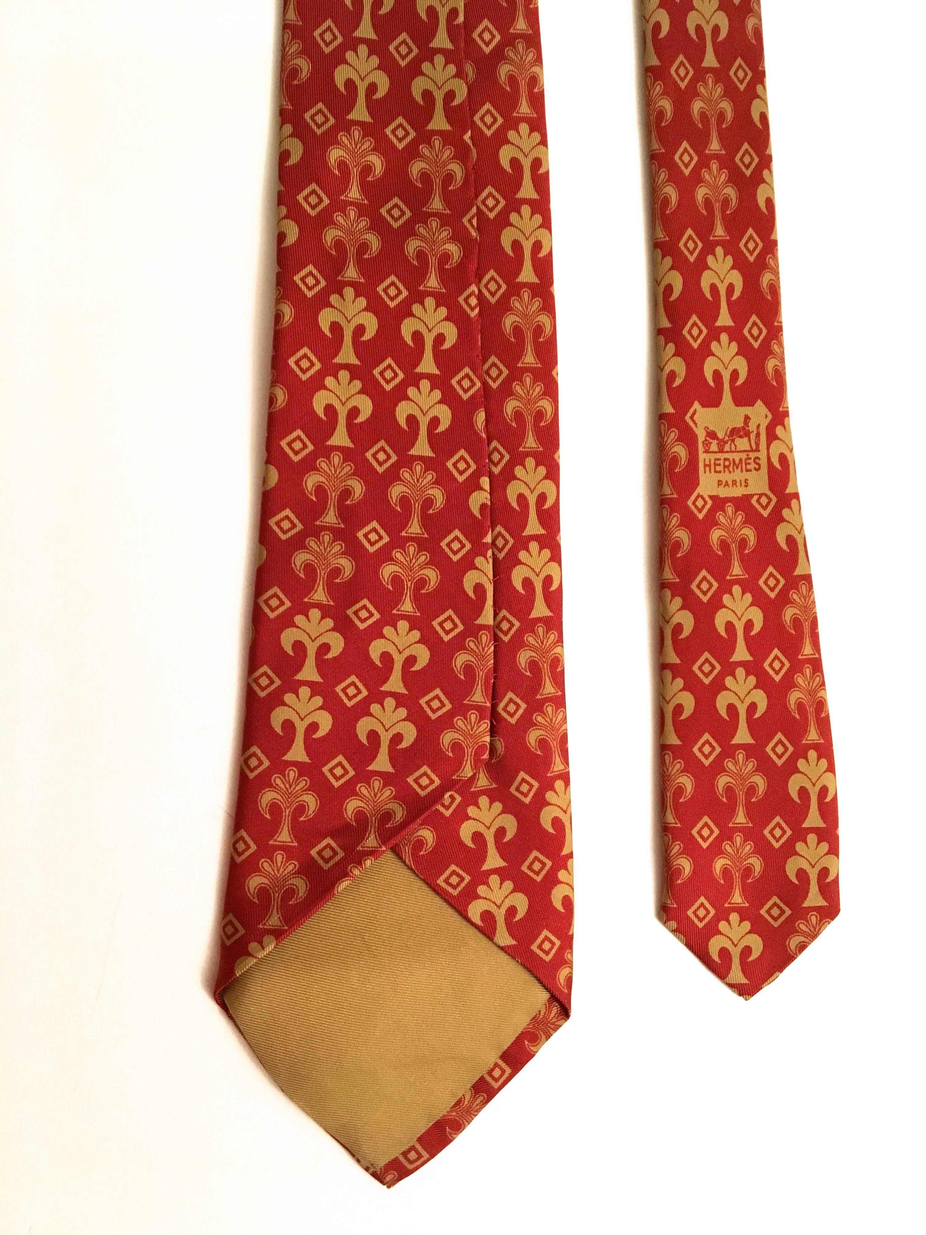 Red Hermes tie - 100% Silk  For Sale