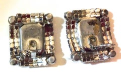 Magnificent Blue Rhinestone Clip Earrings - Early 1960's - Highly Unusual