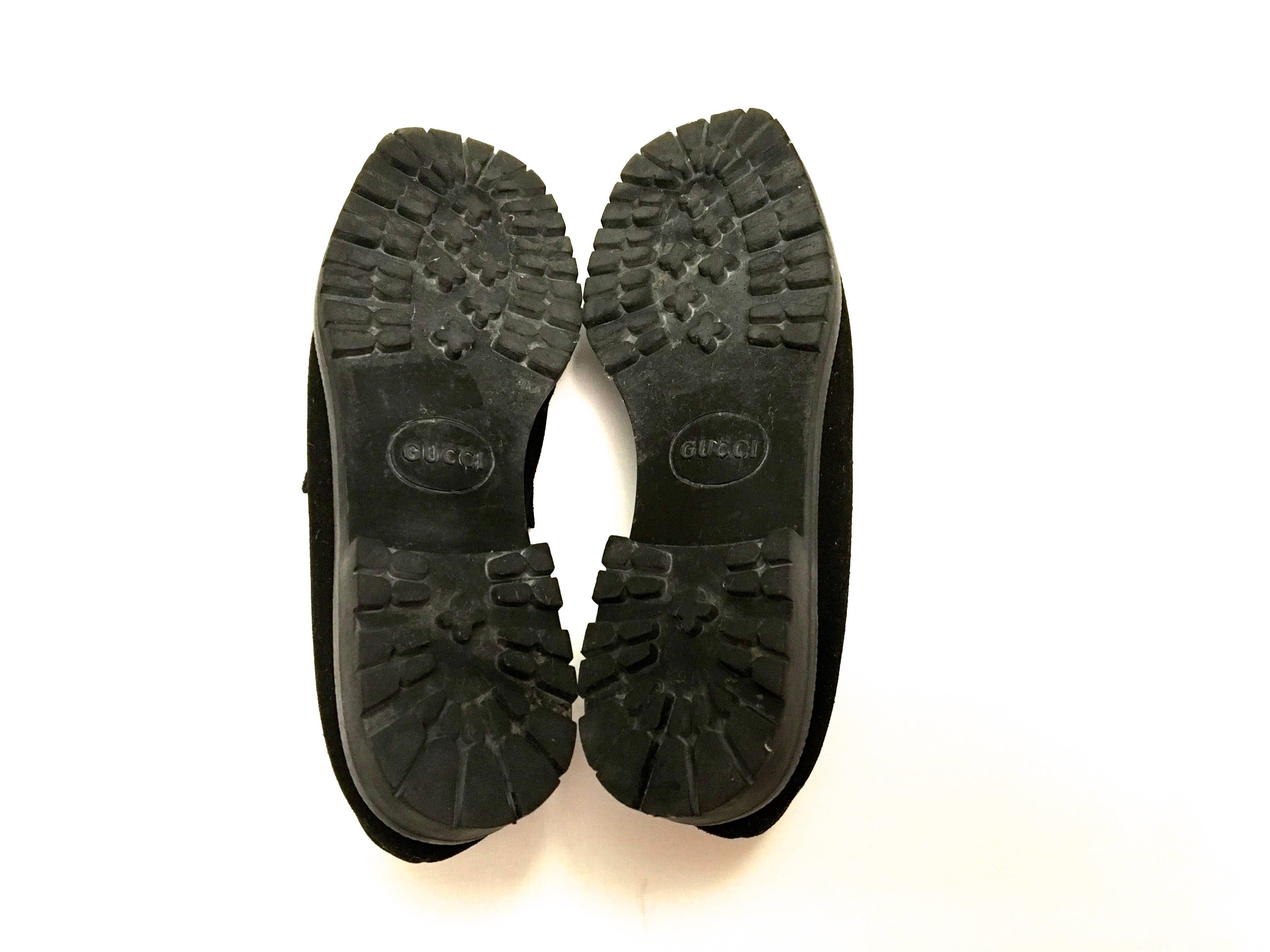 Gucci  Shoes Loafers Black Suede Bamboo 36 In Excellent Condition In Boca Raton, FL