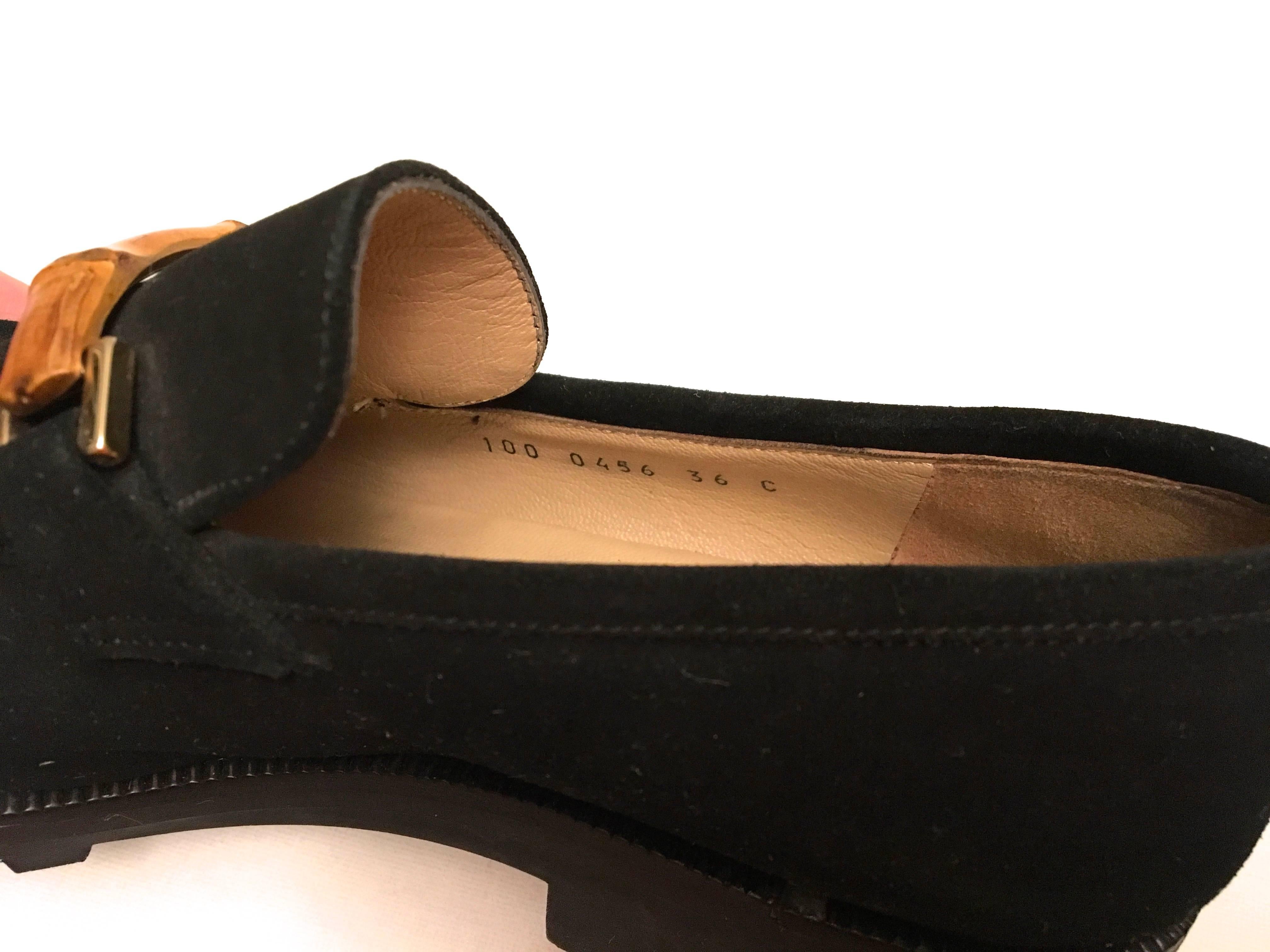 Gucci  Shoes Loafers Black Suede Bamboo 36 1