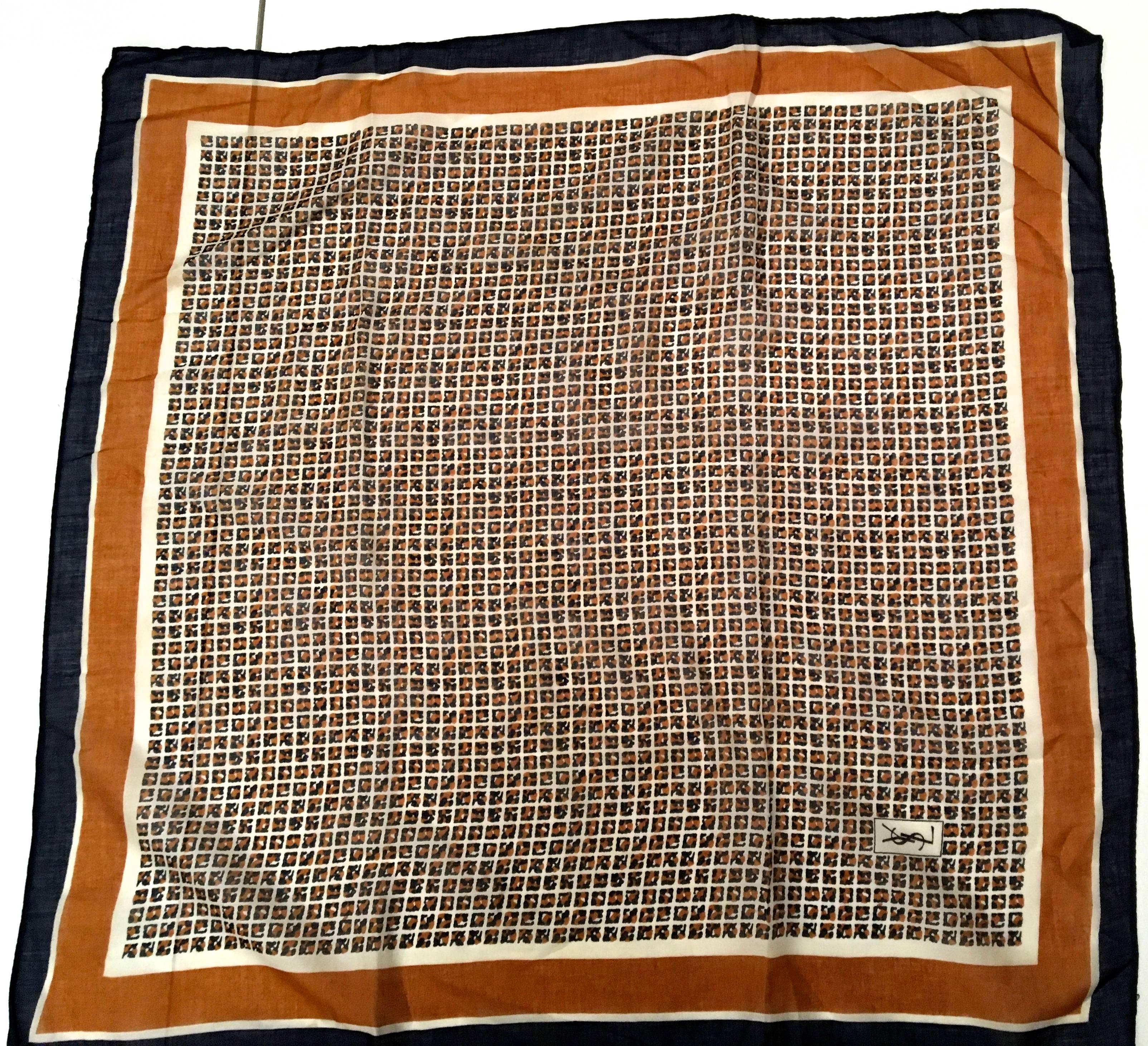 Yves Saint Laurent Scarf (YSL) - 1980’s - 100% Cotton For Sale 5