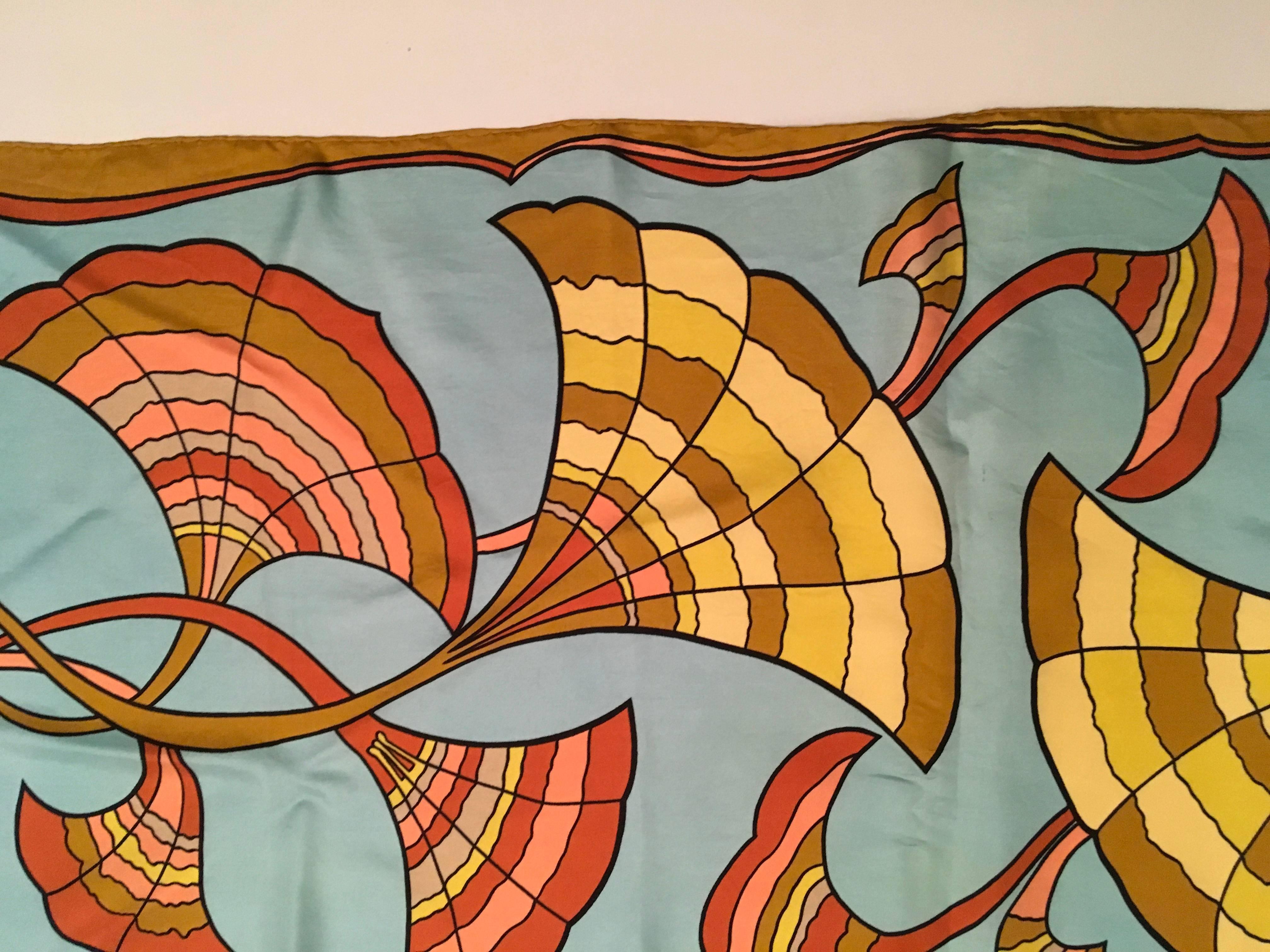 Brown Vintage Jean Patou Scarf - Silk - Extremely Rare - Late 1960s For Sale