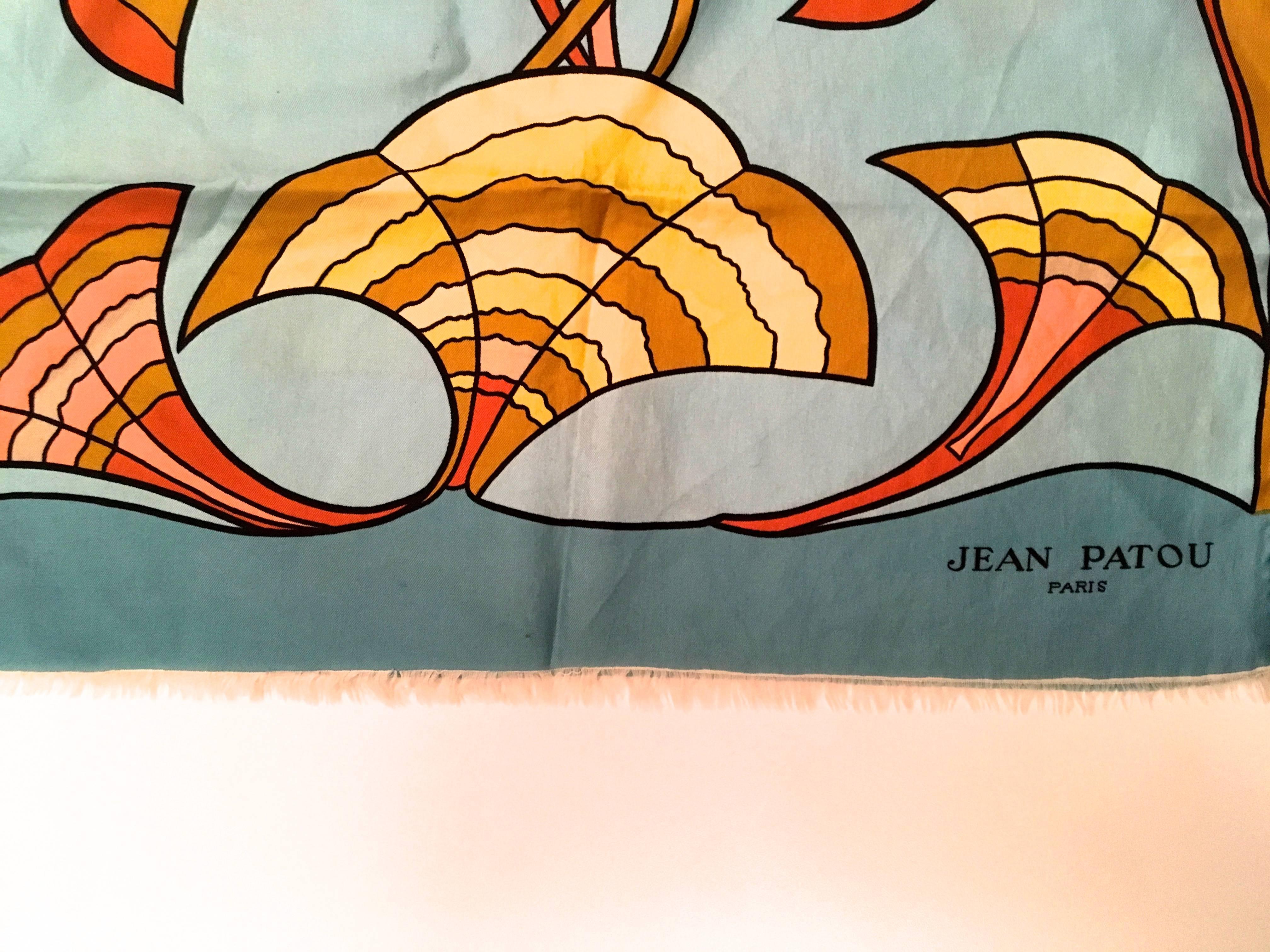 Vintage Jean Patou Scarf - Silk - Extremely Rare - Late 1960s For Sale 1