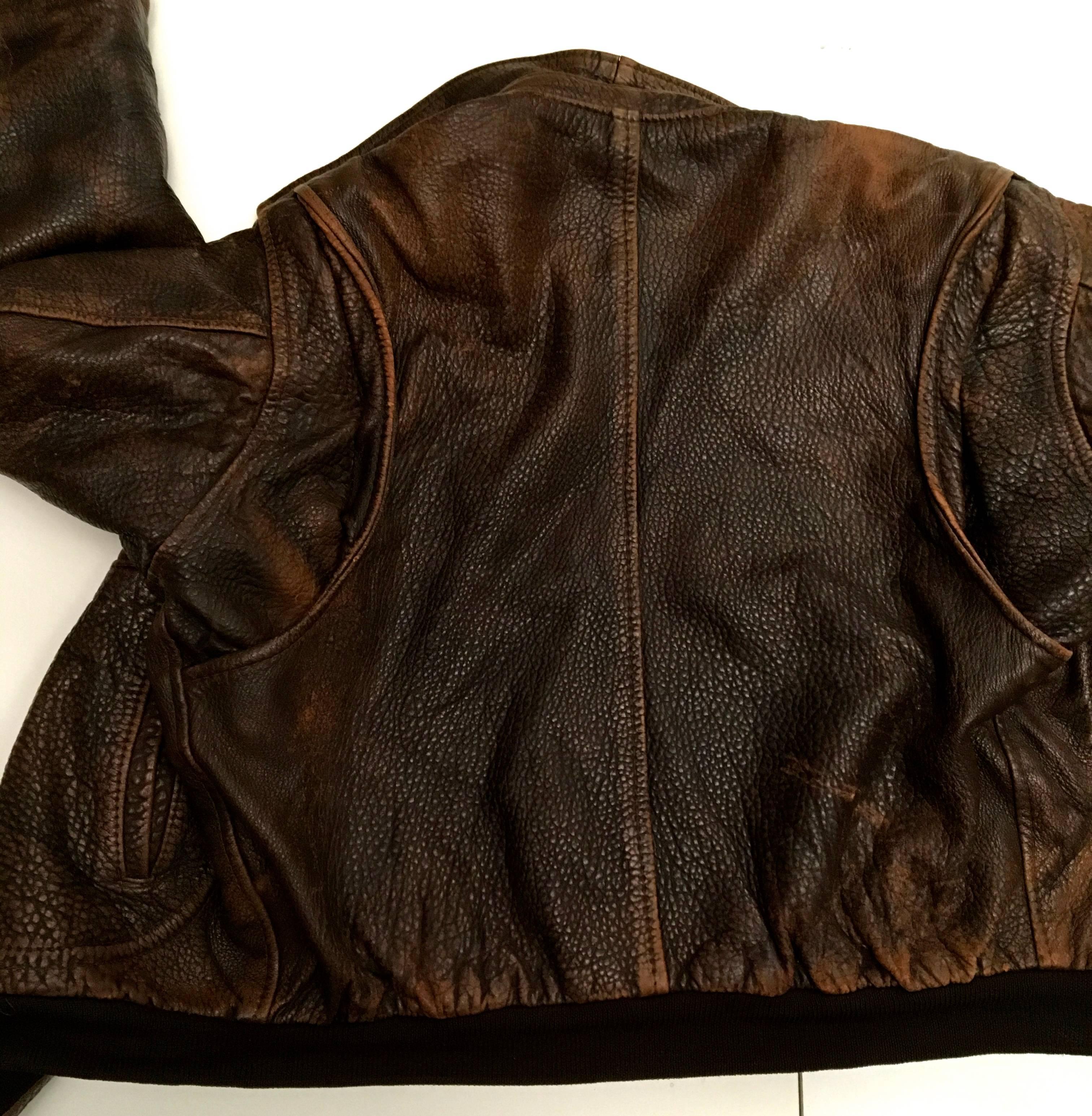vintage leather bomber jacket
