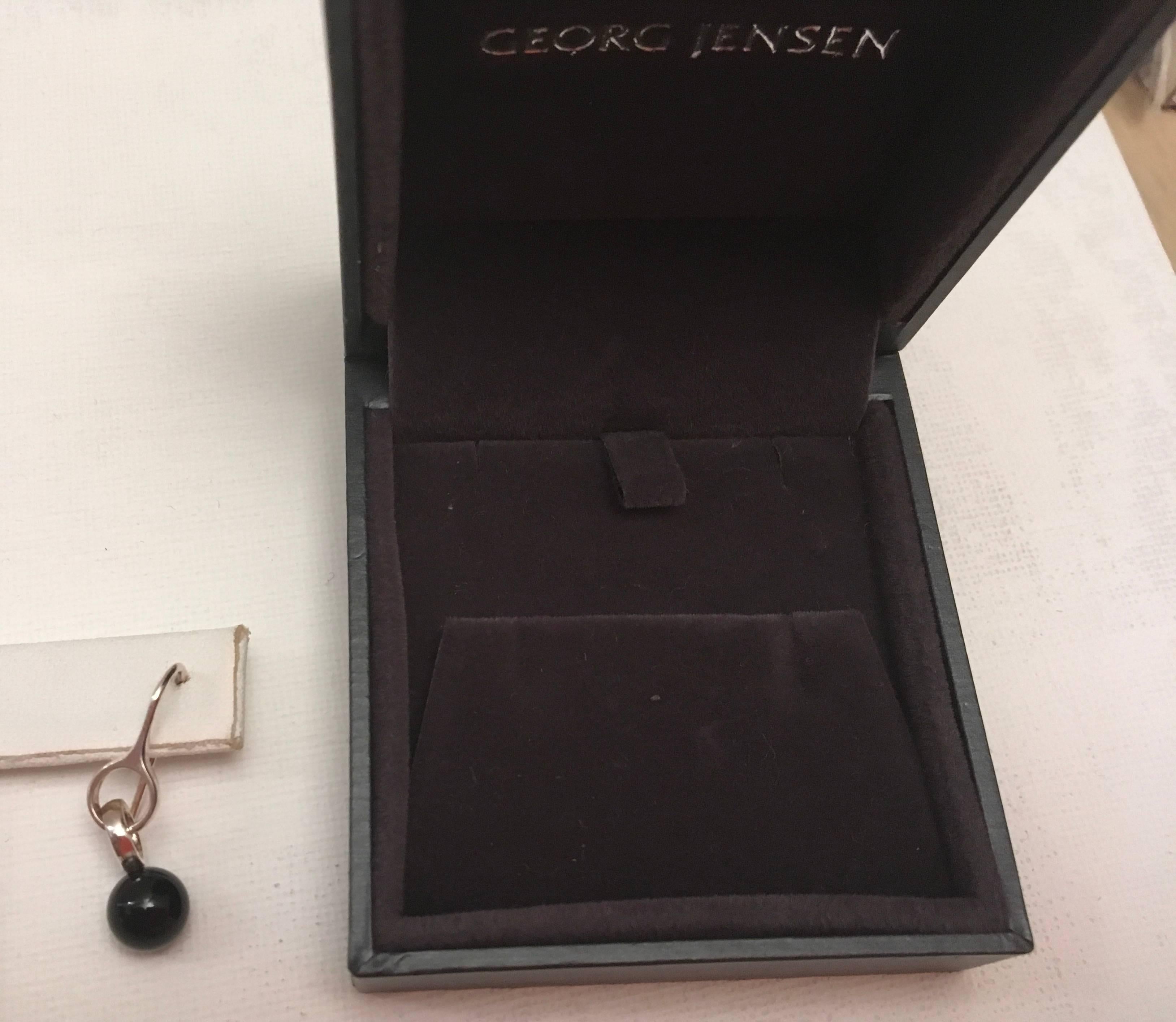 New Georg Jensen Drop Earrings - Black Onyx - Sterling Silver  In New Condition In Boca Raton, FL