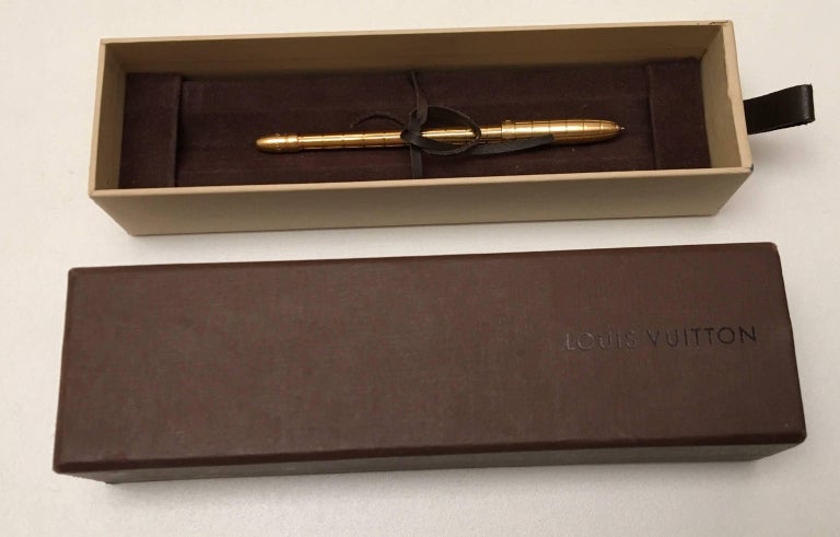 LOUIS VUITTON Stylo Agenda Ballpoint Pen Gold Tone LV Auth ki1003