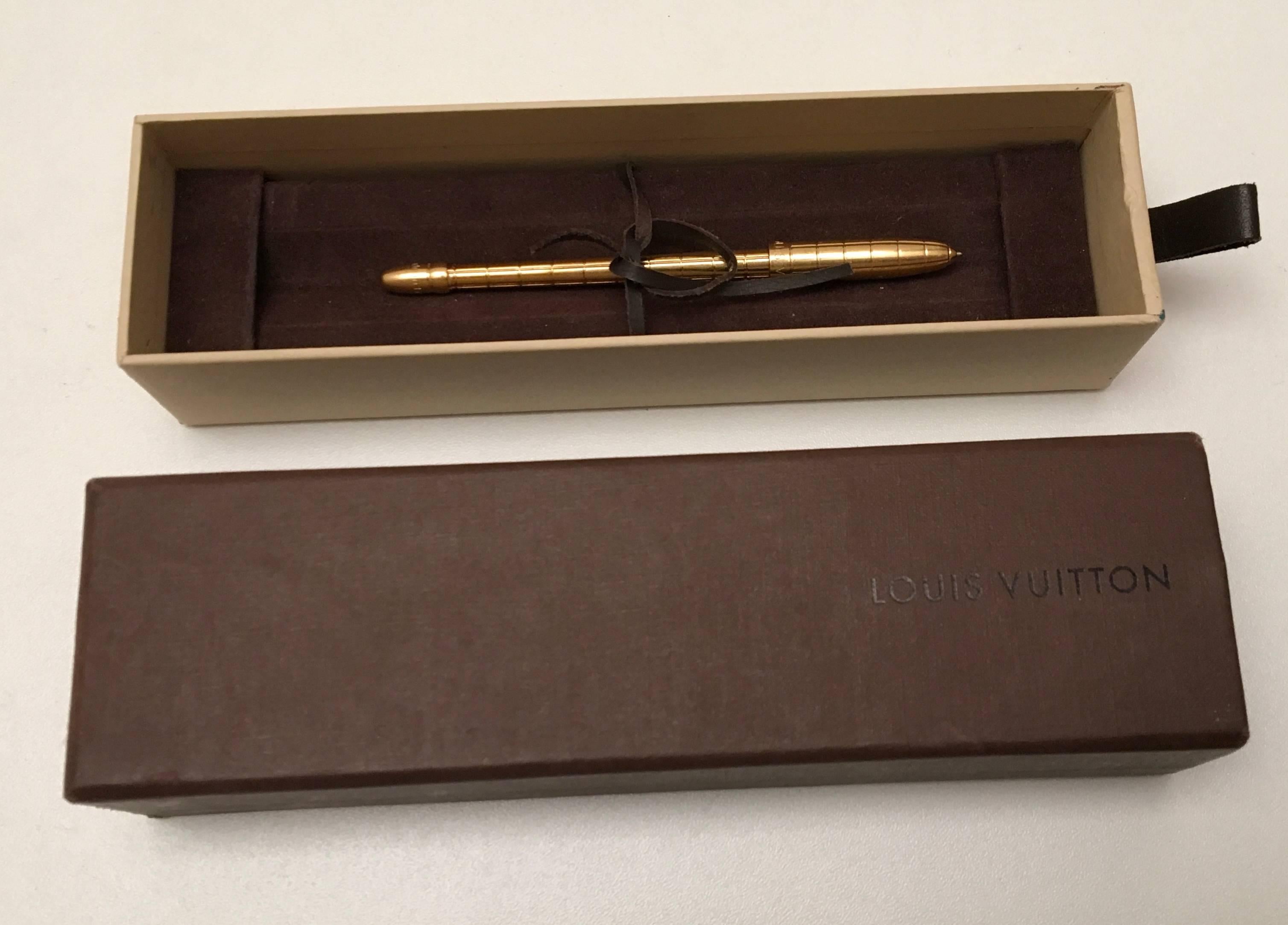 Brown New Louis Vuitton Golden Agenda Ballpoint Pen w/ Refill