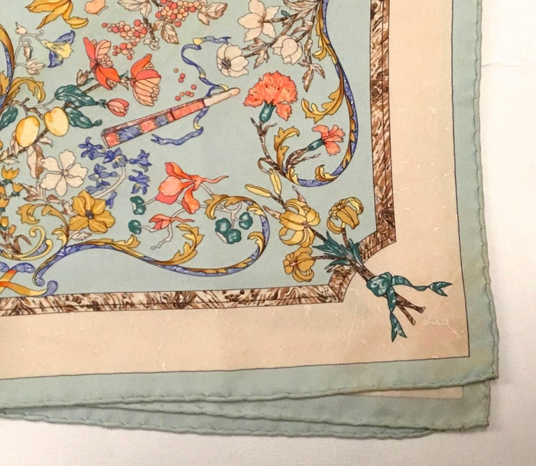 Vintage Hermes Scarf 100 Silk For Sale at 1stdibs