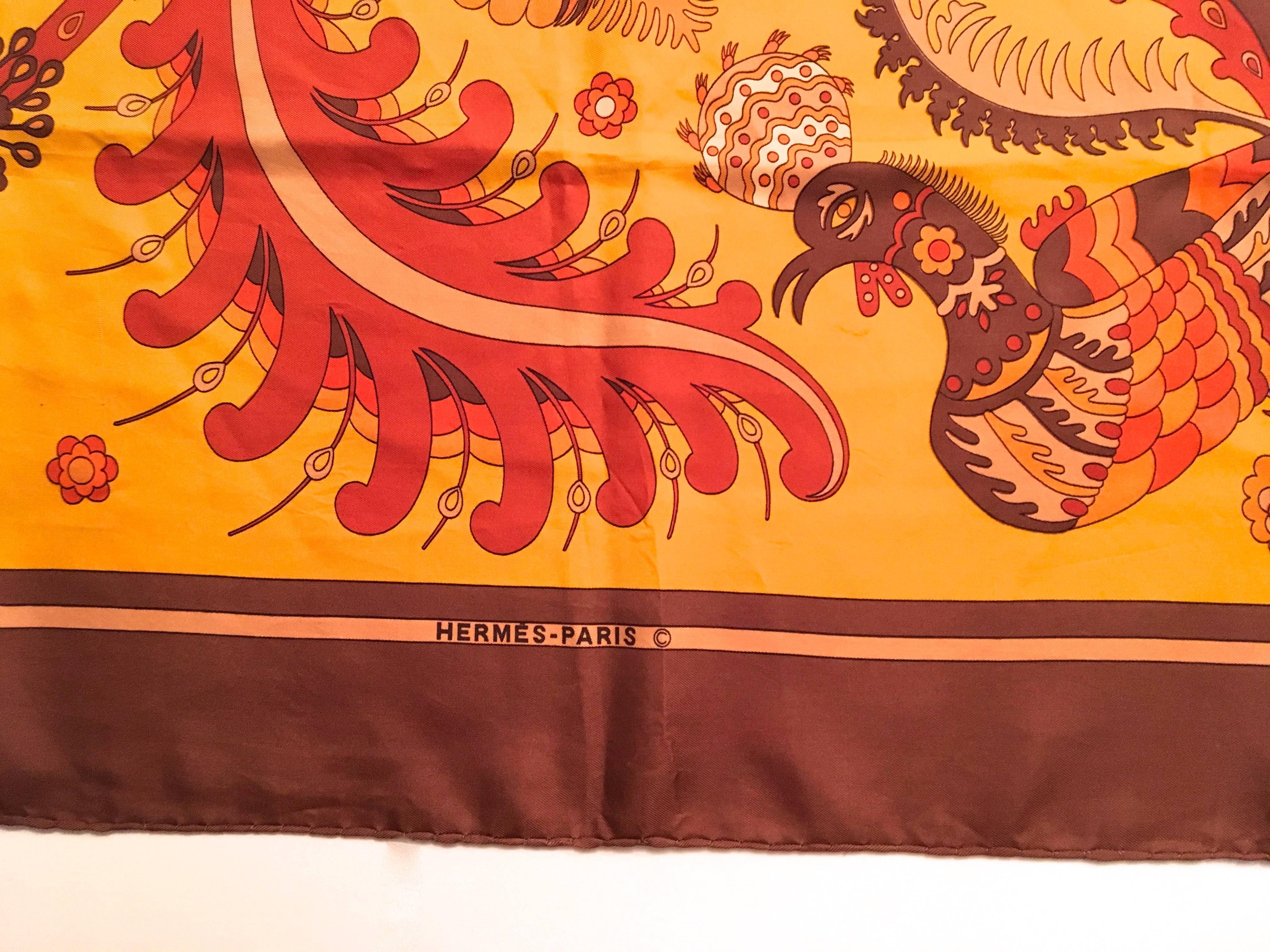 Women's or Men's Rare Hermes Scarf - 1971 - Julia Abadie - Skyros - Excellent Condition For Sale