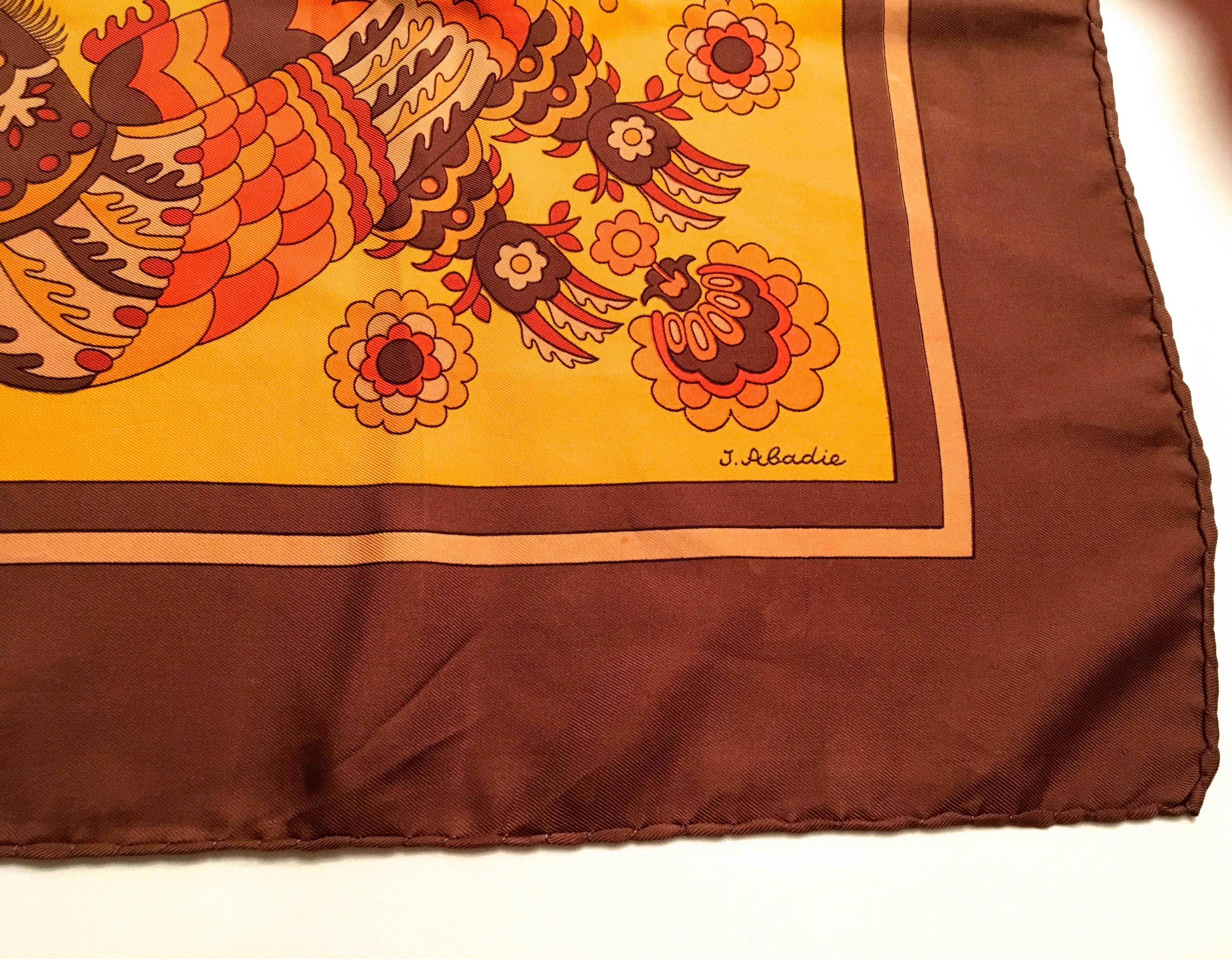 Rare Hermes Scarf - 1971 - Julia Abadie - Skyros - Excellent Condition For Sale 4