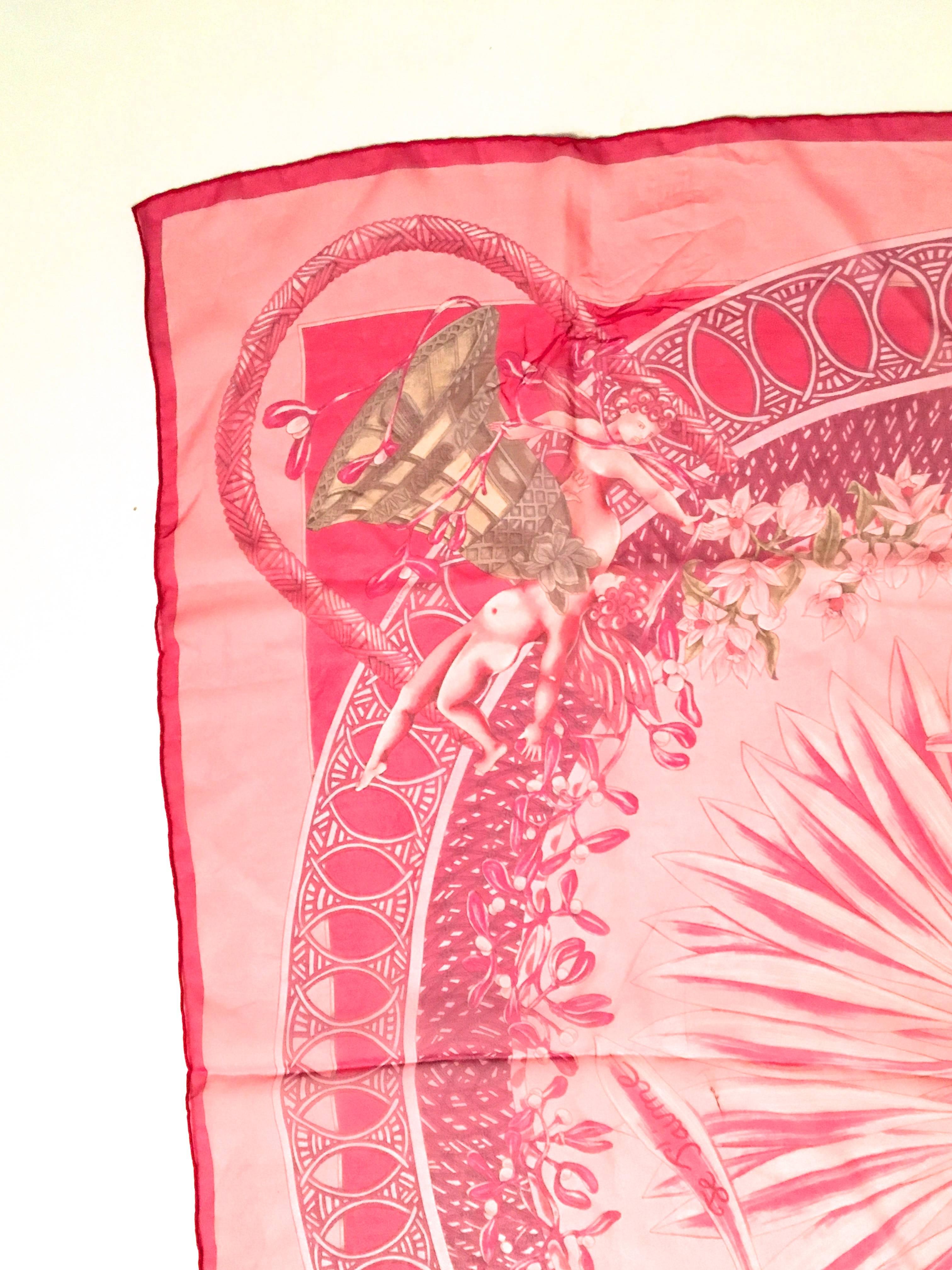 Pink Rare Hermes Scarf - Silk Musselin - Annie Faivre - 'Amours'