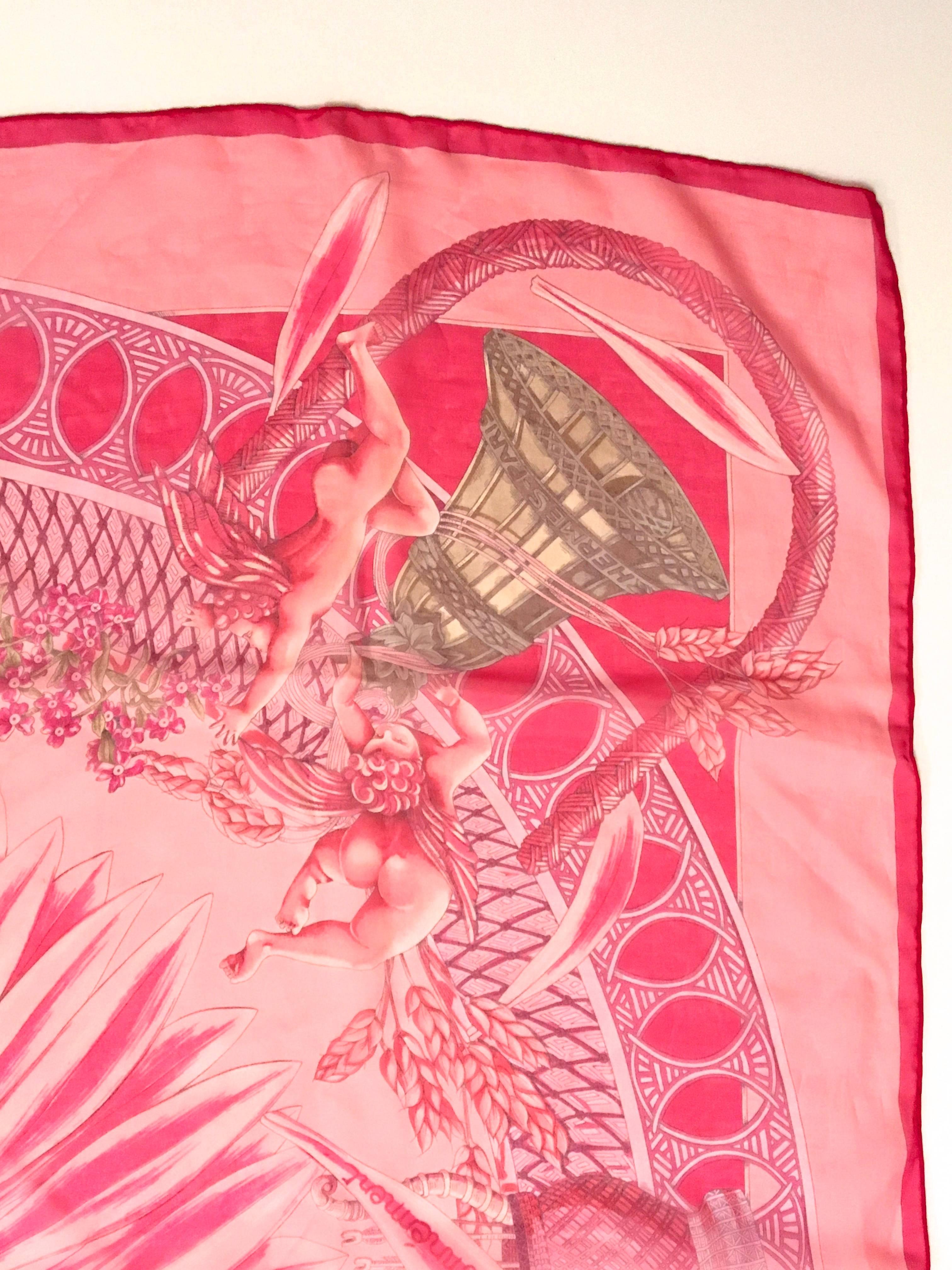 Rare Hermes Scarf - Silk Musselin - Annie Faivre - 'Amours' In Excellent Condition In Boca Raton, FL