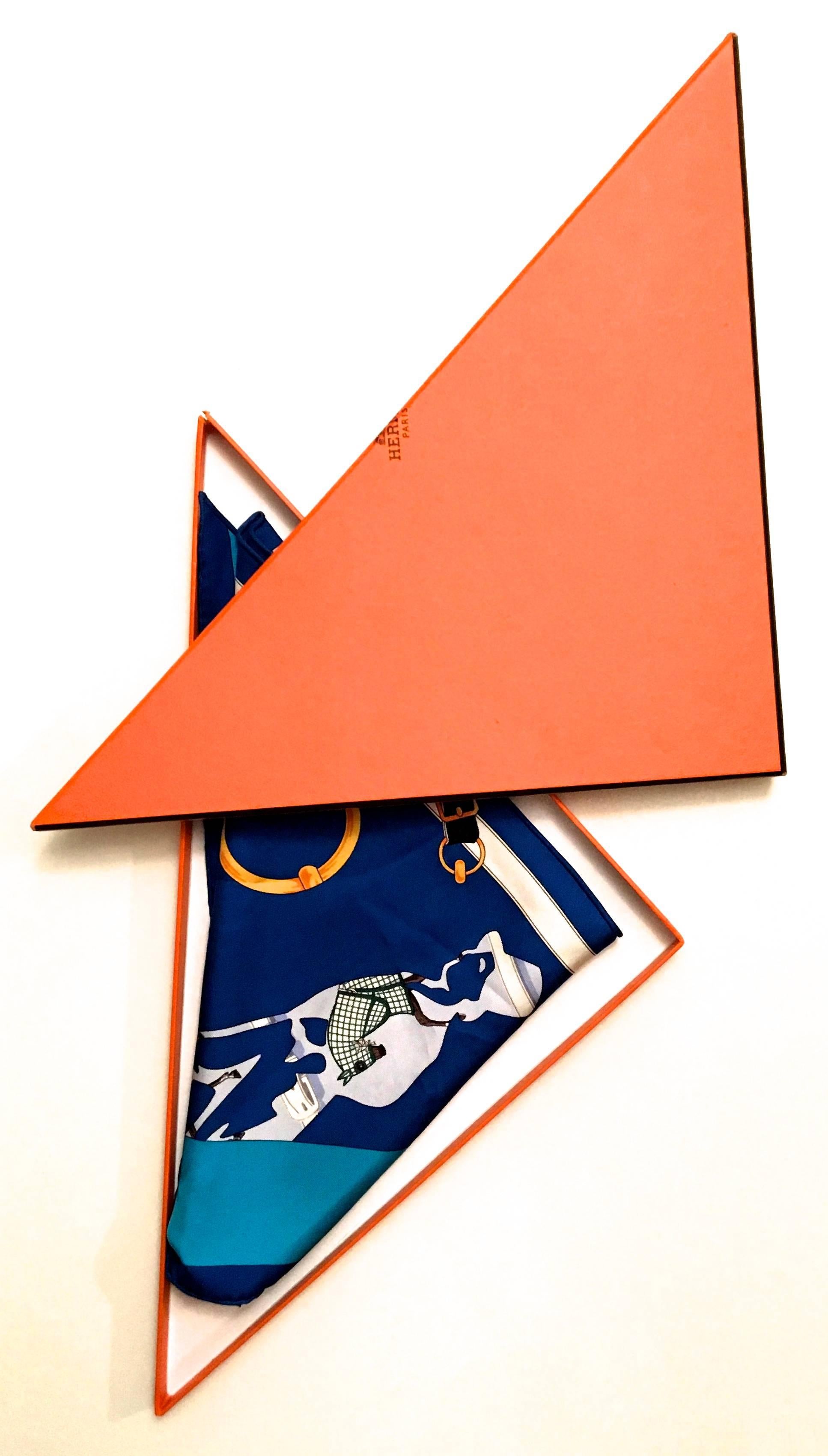 Triangle Hermes Scarf - 100% Silk Rare In Excellent Condition For Sale In Boca Raton, FL