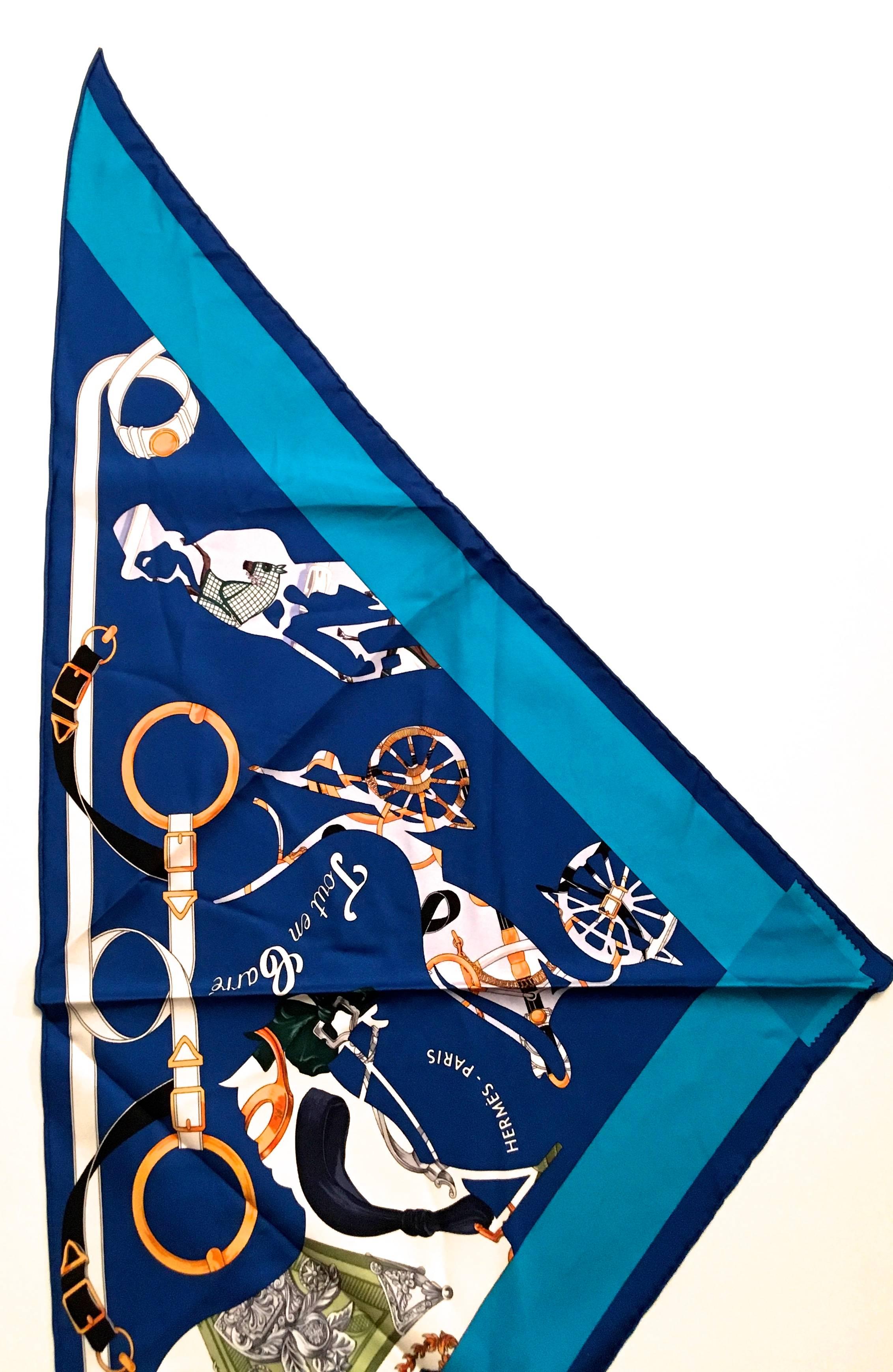 Women's or Men's Triangle Hermes Scarf - 100% Silk Rare For Sale