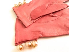 Chanel Leather Gloves with CC Logo Pearls
