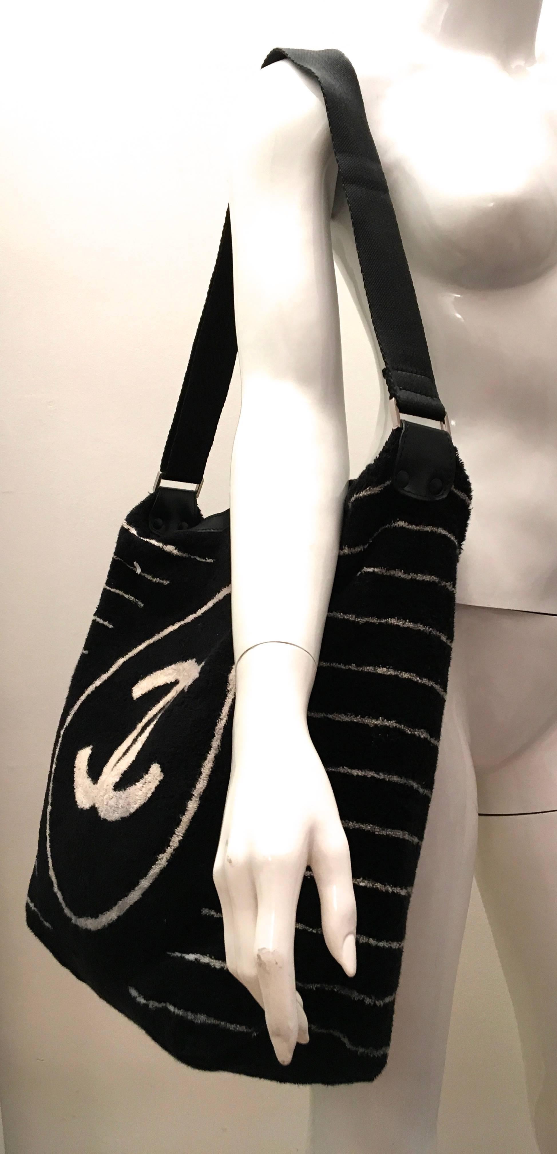 Chanel Purse/Beach Bag  Terry Cloth Black  For Sale 1