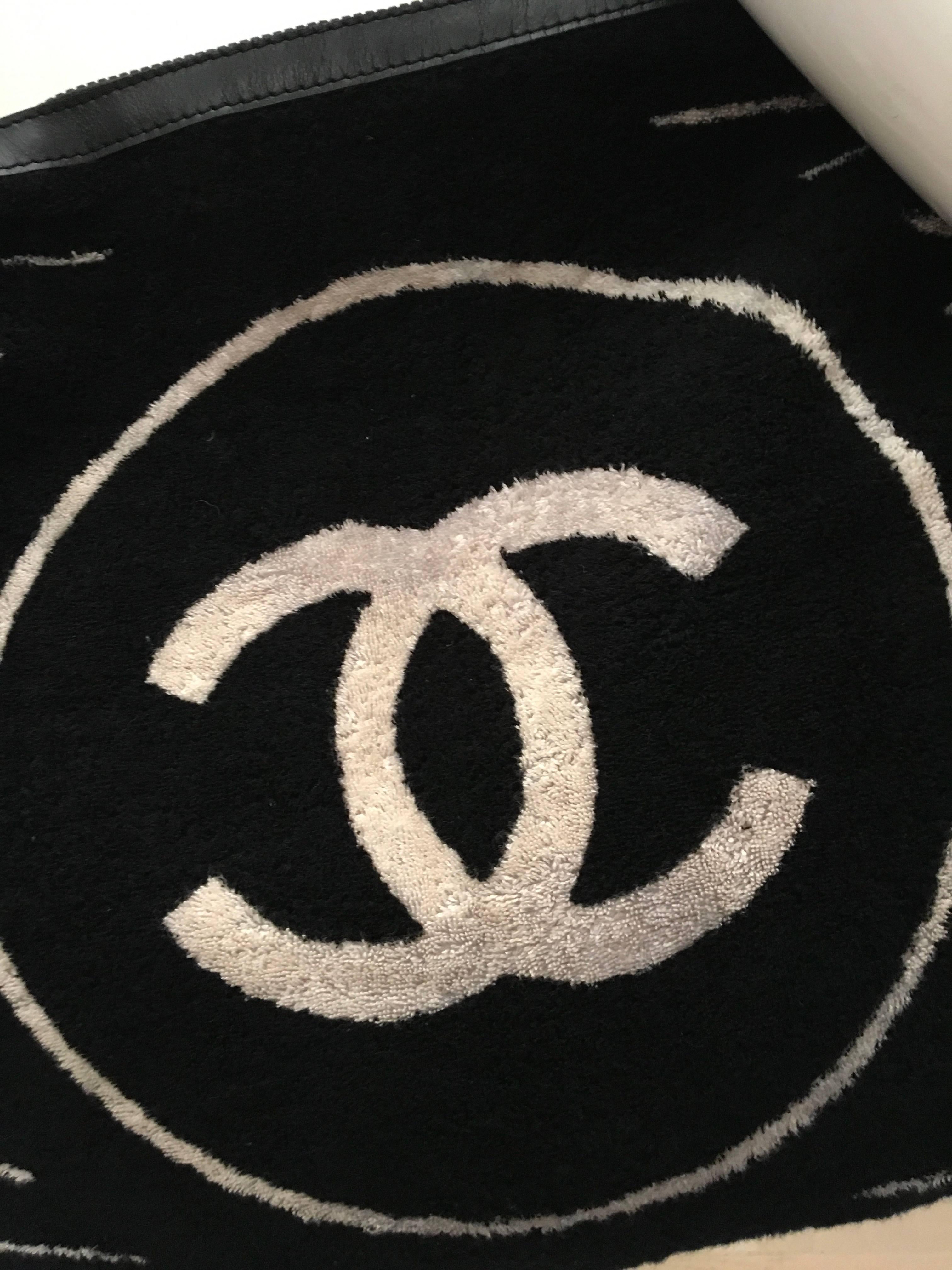 Women's or Men's Chanel Purse/Beach Bag  Terry Cloth Black  For Sale